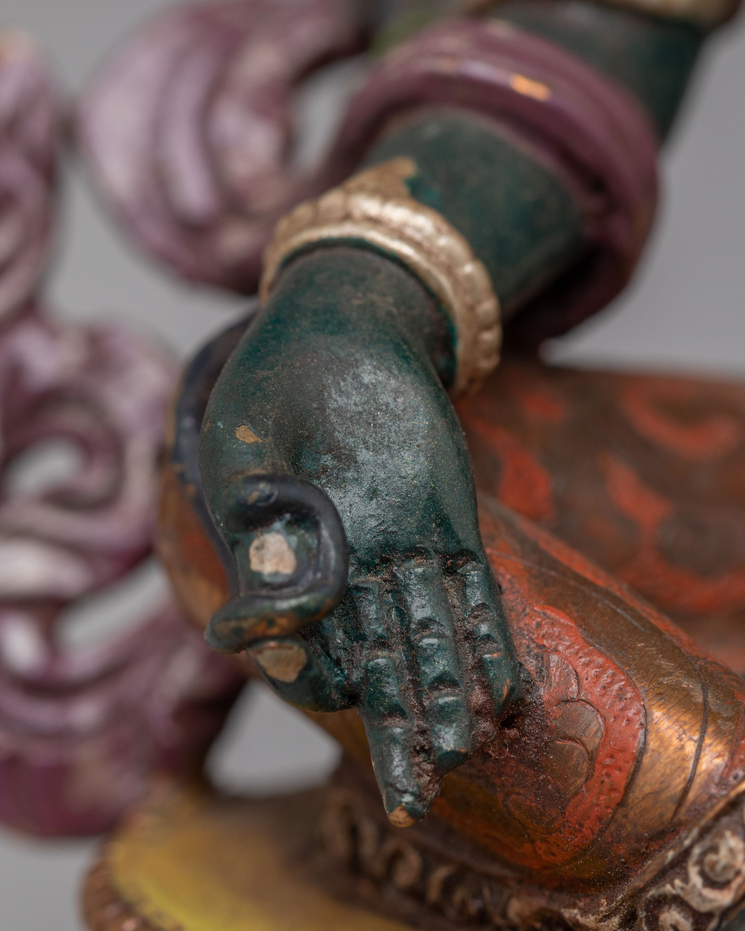 Himalayan Altar Green Tara Deity Statue | Copper Body with Silver Plating