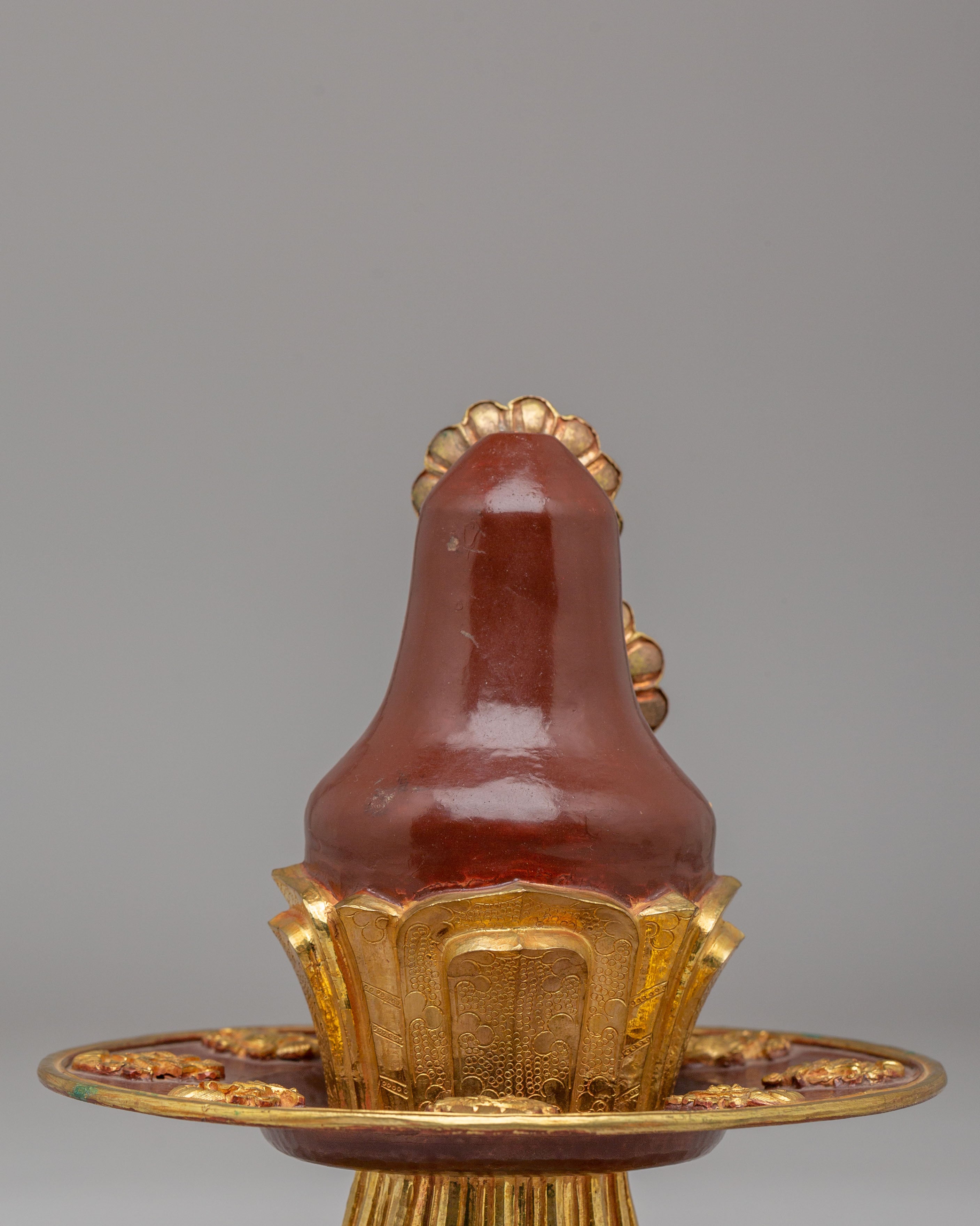 Traditional Tibetan Ritual Torma | Electro Gold Plated Copper Torma