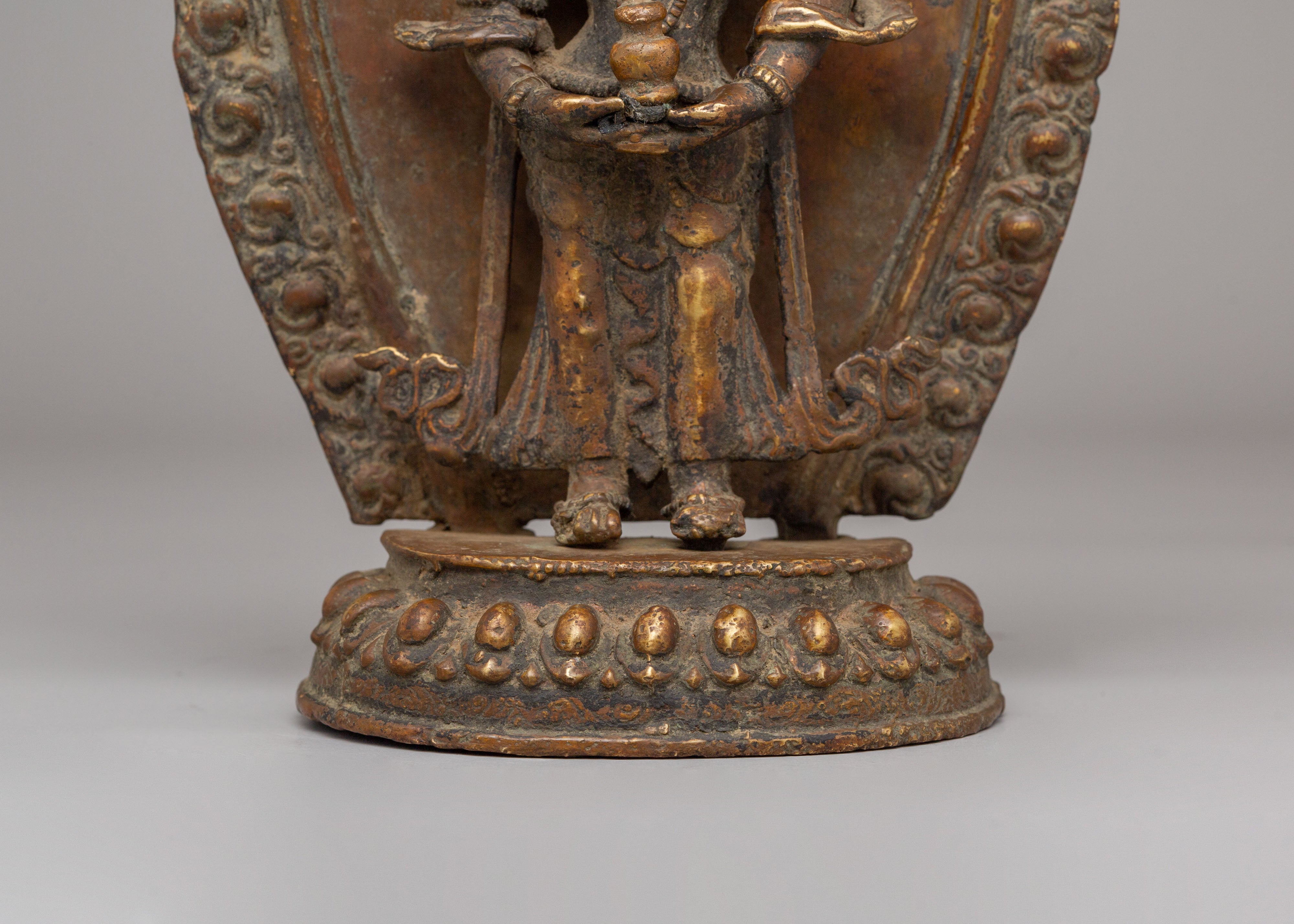 Himalayan Standing Deities Set | Antique Finished Copper Figurines