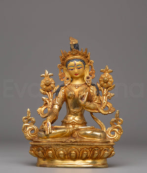 Handcrafted White Tara Sculpture for Decor