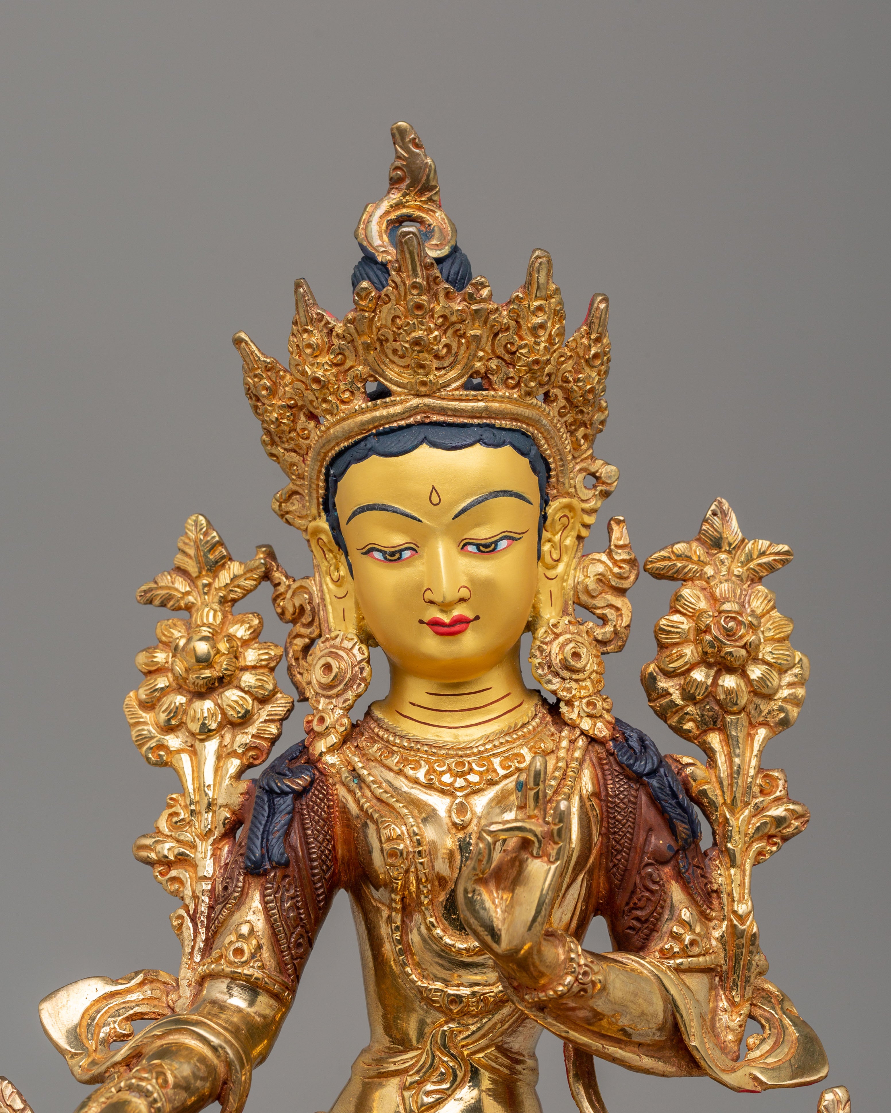 Spiritual Green Tara Protection Figure | Tibetan Statue for Meditation