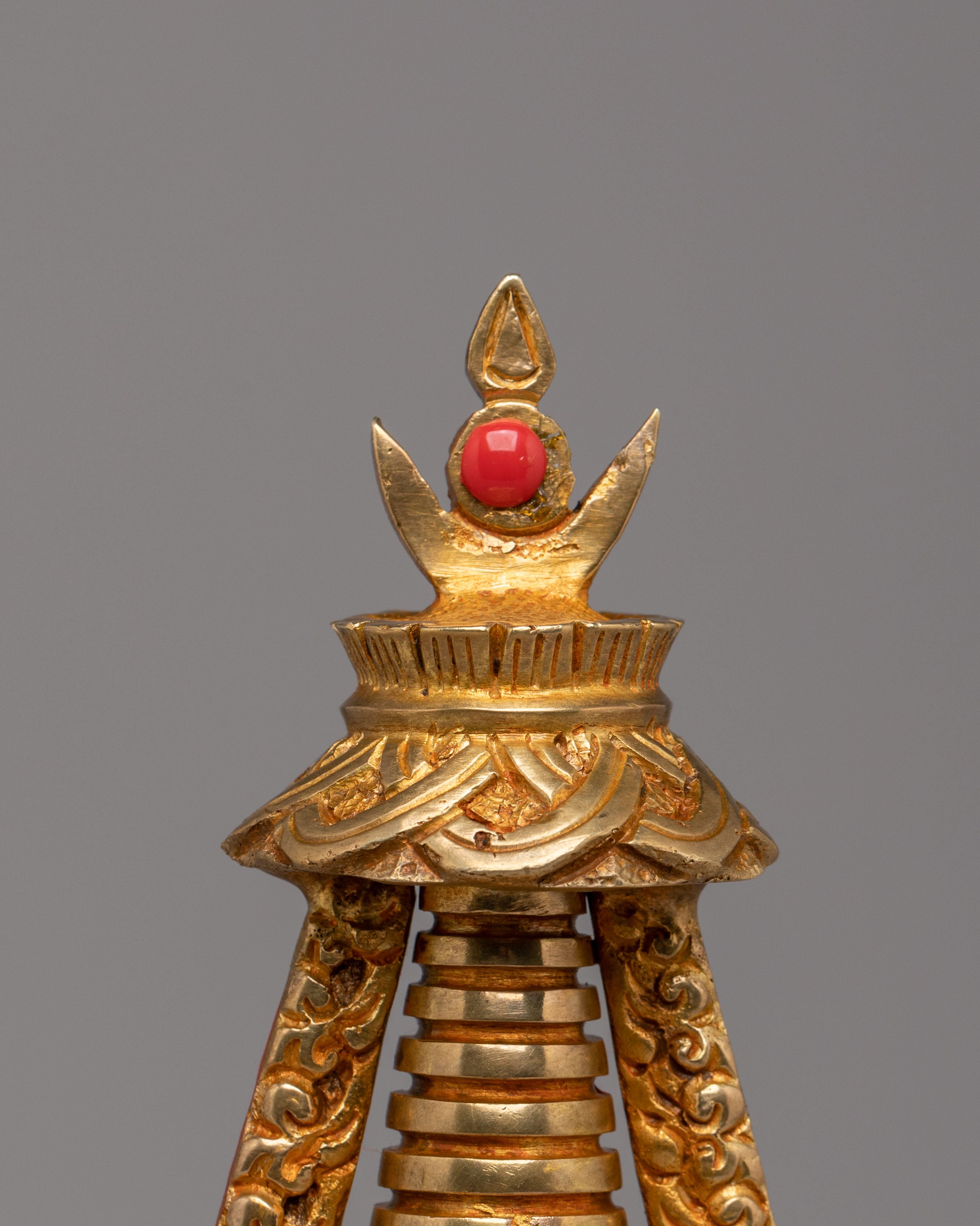 Handmade Lotus Blossom Stupa | Tibetan Copper Stupa for Spiritual Decor