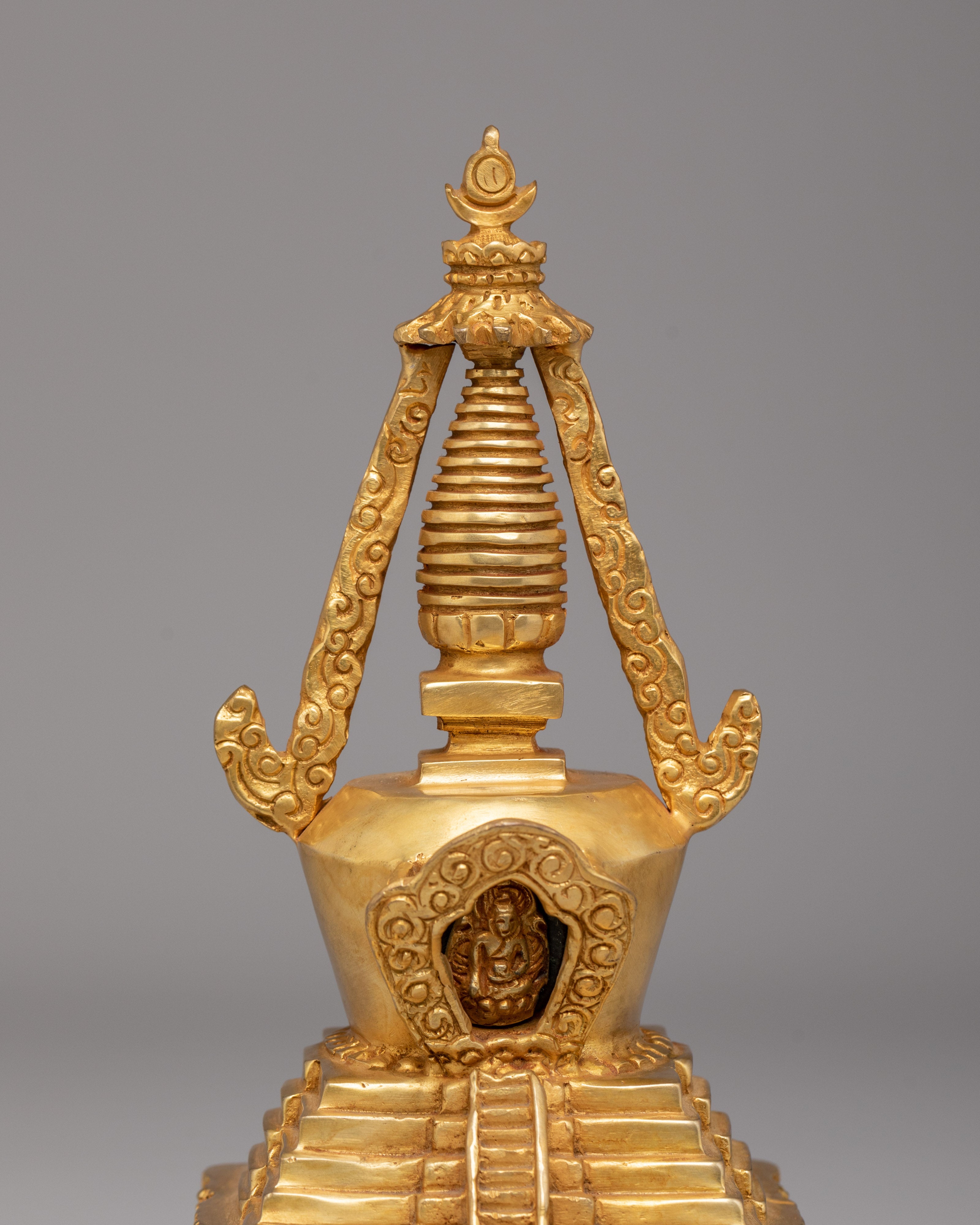 Handcrafted Stupa of Wisdom and Compassion | Tibetan Spiritual Shrine