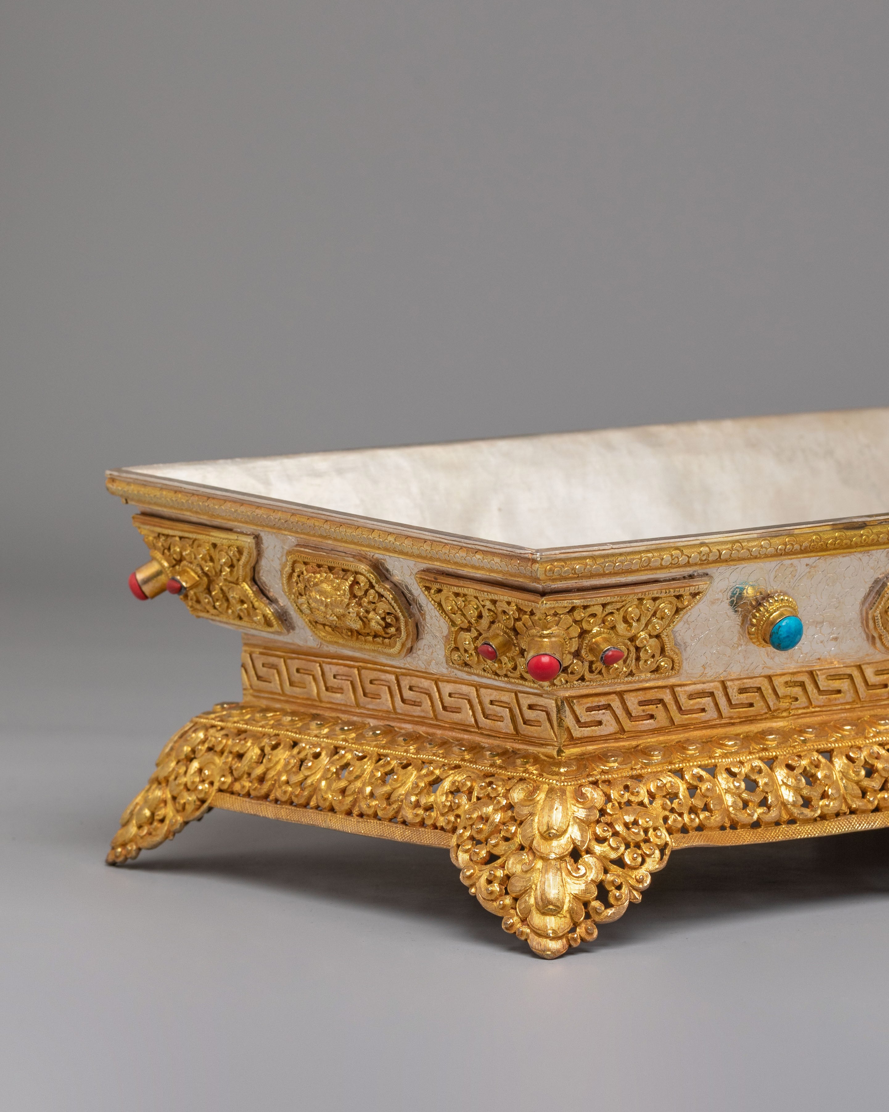Spiritual Himalayan Offering Tray | Sacred Tibetan Altar Art