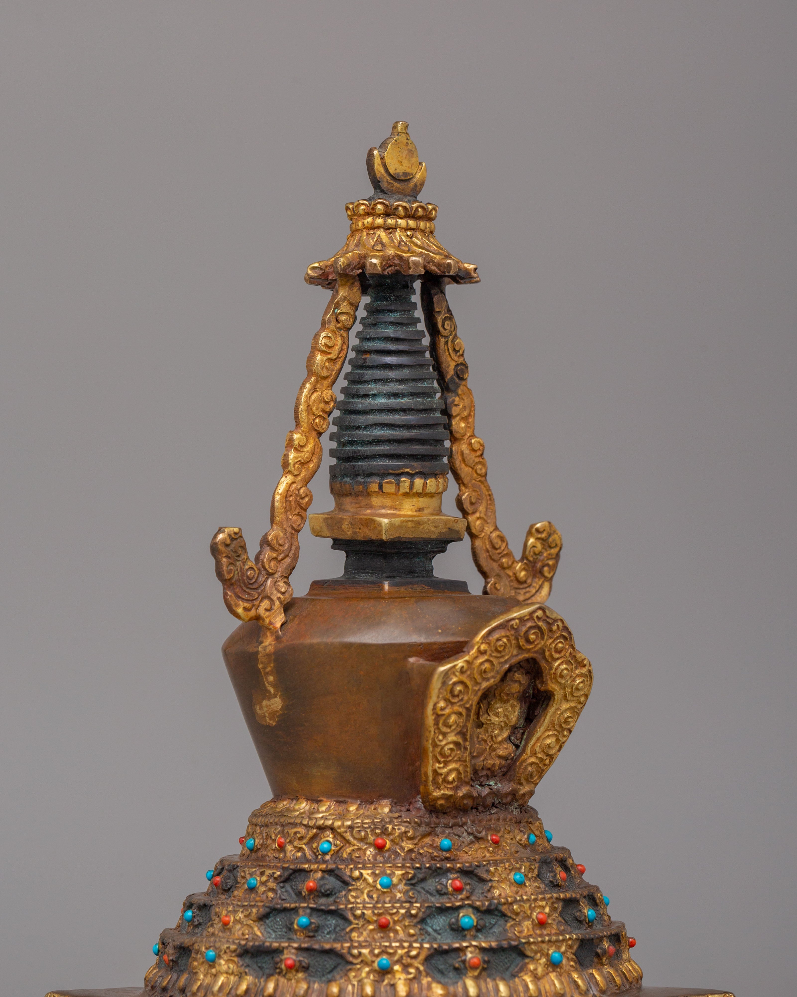 Handcrafted Tibetan Lotus Blossom Stupa | Sacred Spiritual Decor for Altar