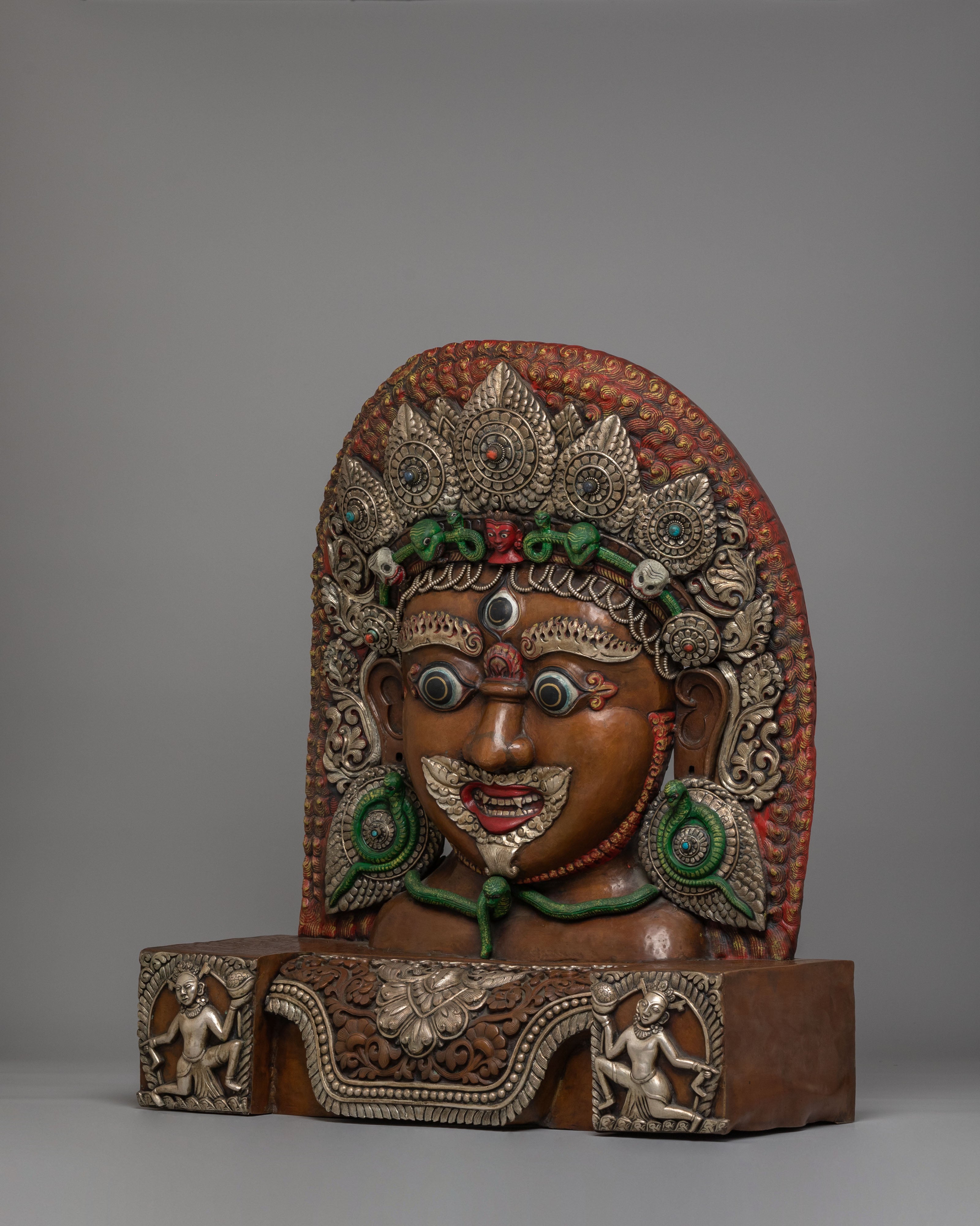 Handcrafted Bhairav Wall Sculpture: A Divine Protector for Your Space
