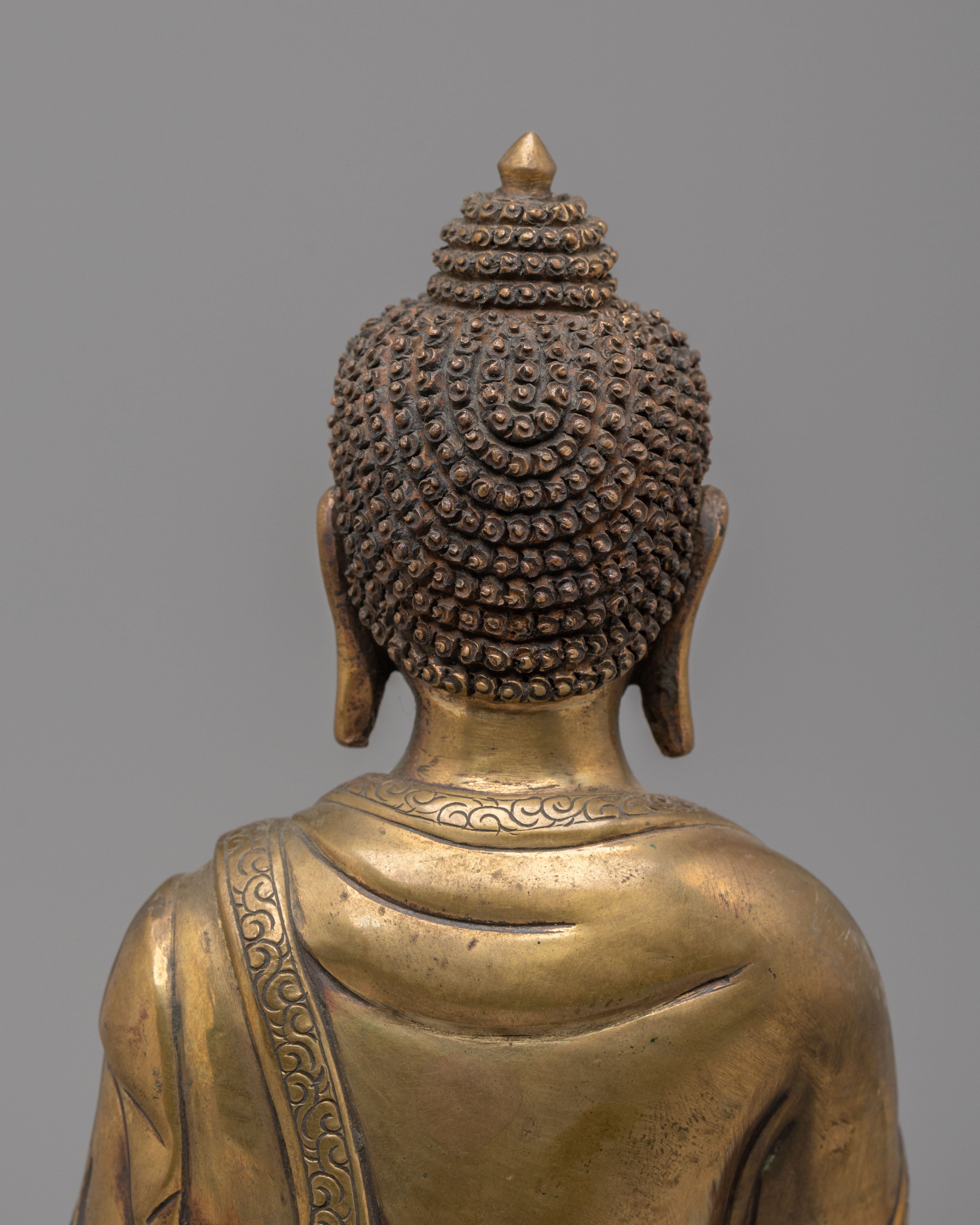 Enlightened Shakyamuni Buddha Altar Statue | Handcrafted Copper Buddhist Sculpture