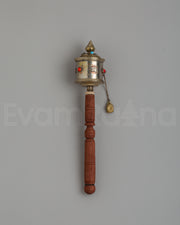 Sacred Handheld Prayer Wheel For Meditation | Copper, Coral & Turquoise Ritual Object