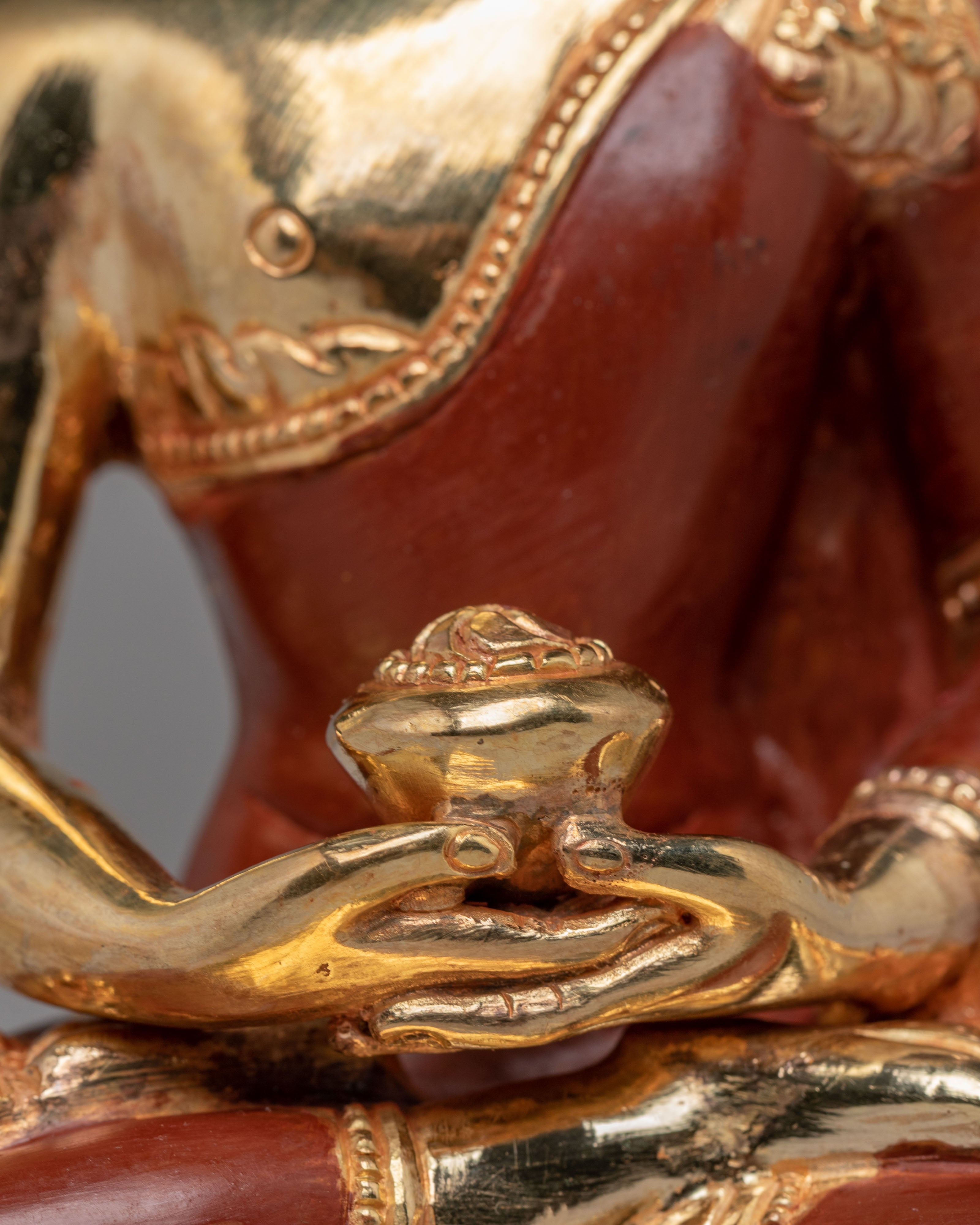 Traditional Sacred Shakyamuni Buddha Sculpture | Gold Plated Copper Statue