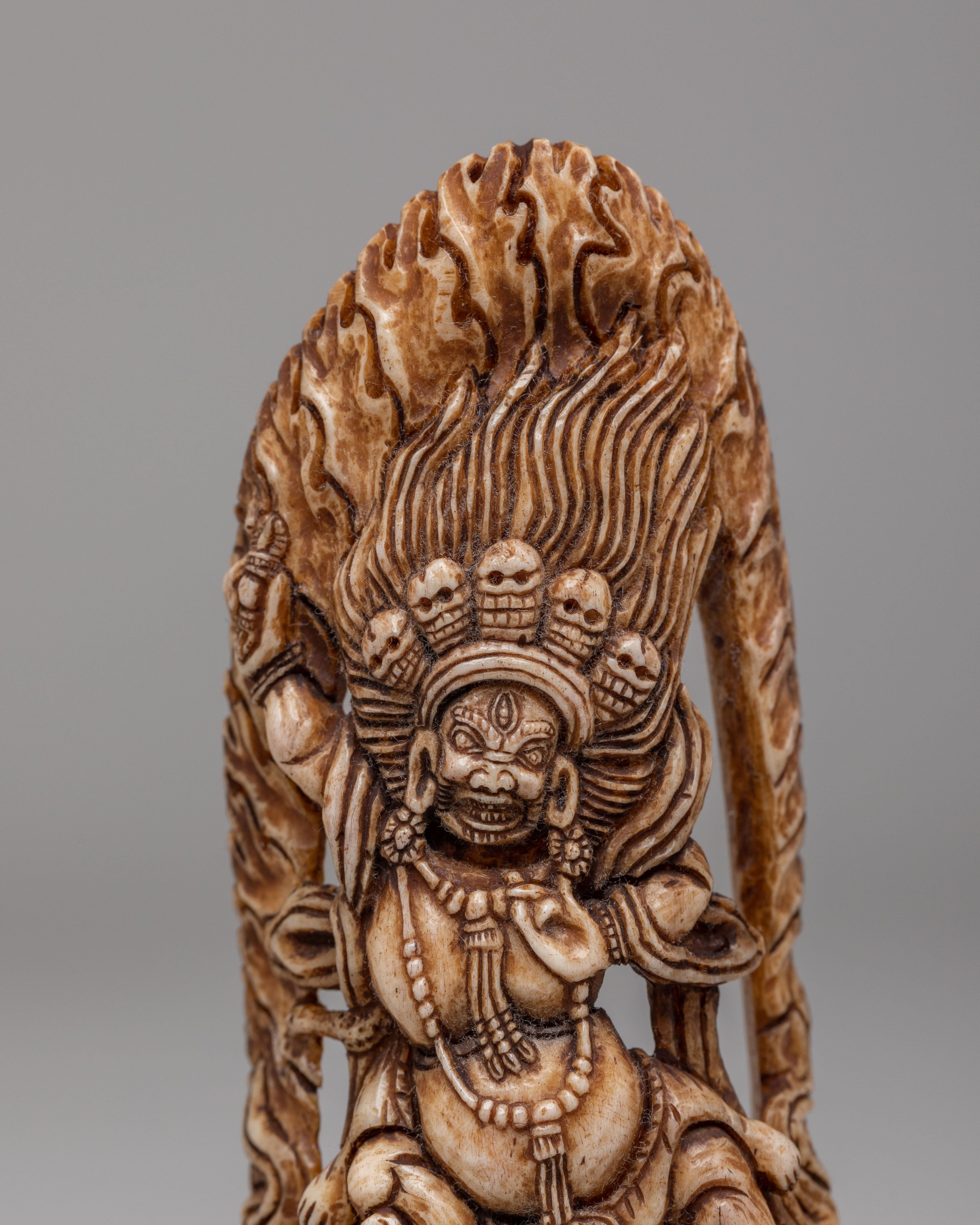 Traditional Mahakala Bone Statue | Tibetan Ritual Decor