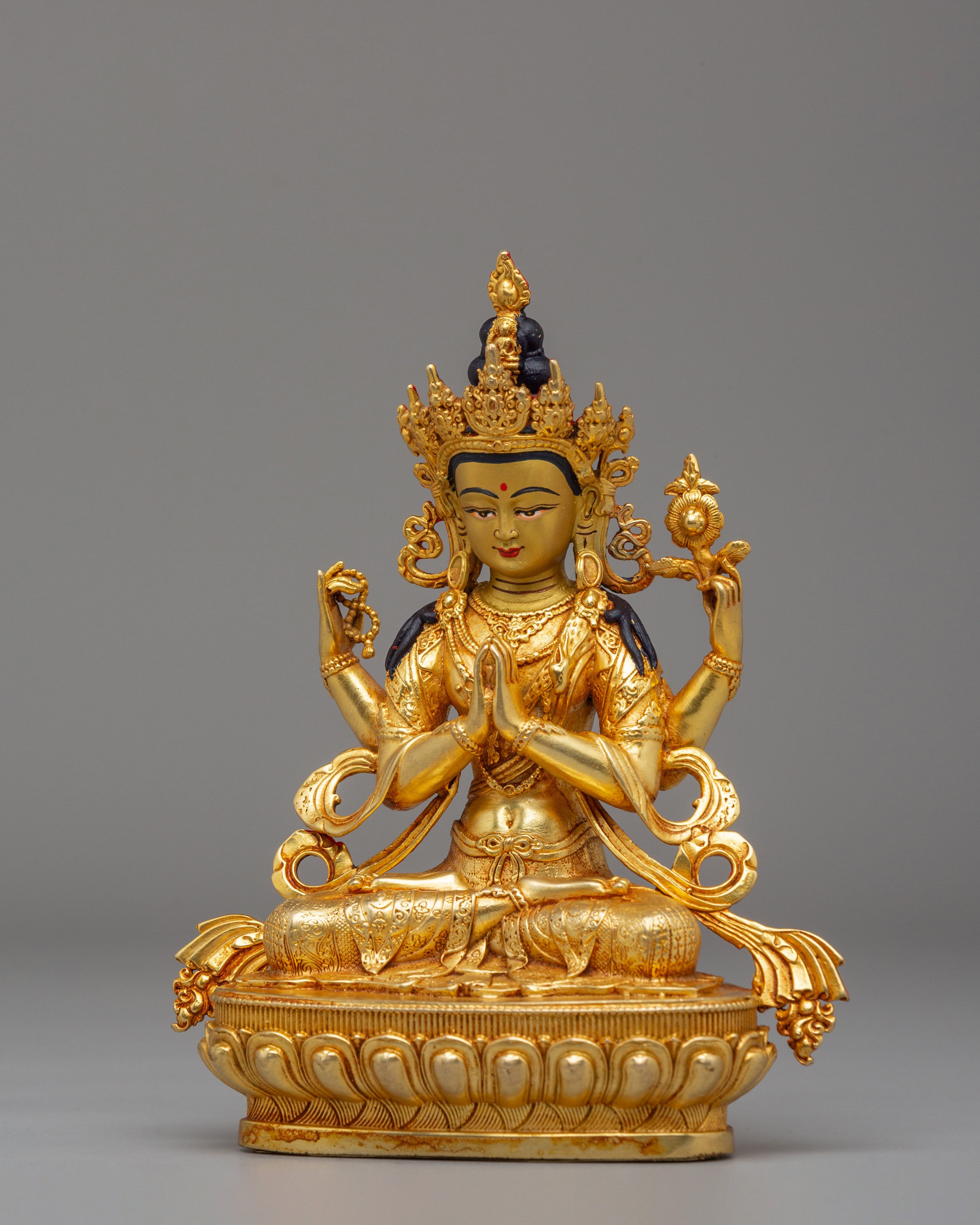 Handmade Buddha Dharma Sangha Statue Set | Tibetan Artwork