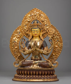 Handmade Golden Chenrezig Statue