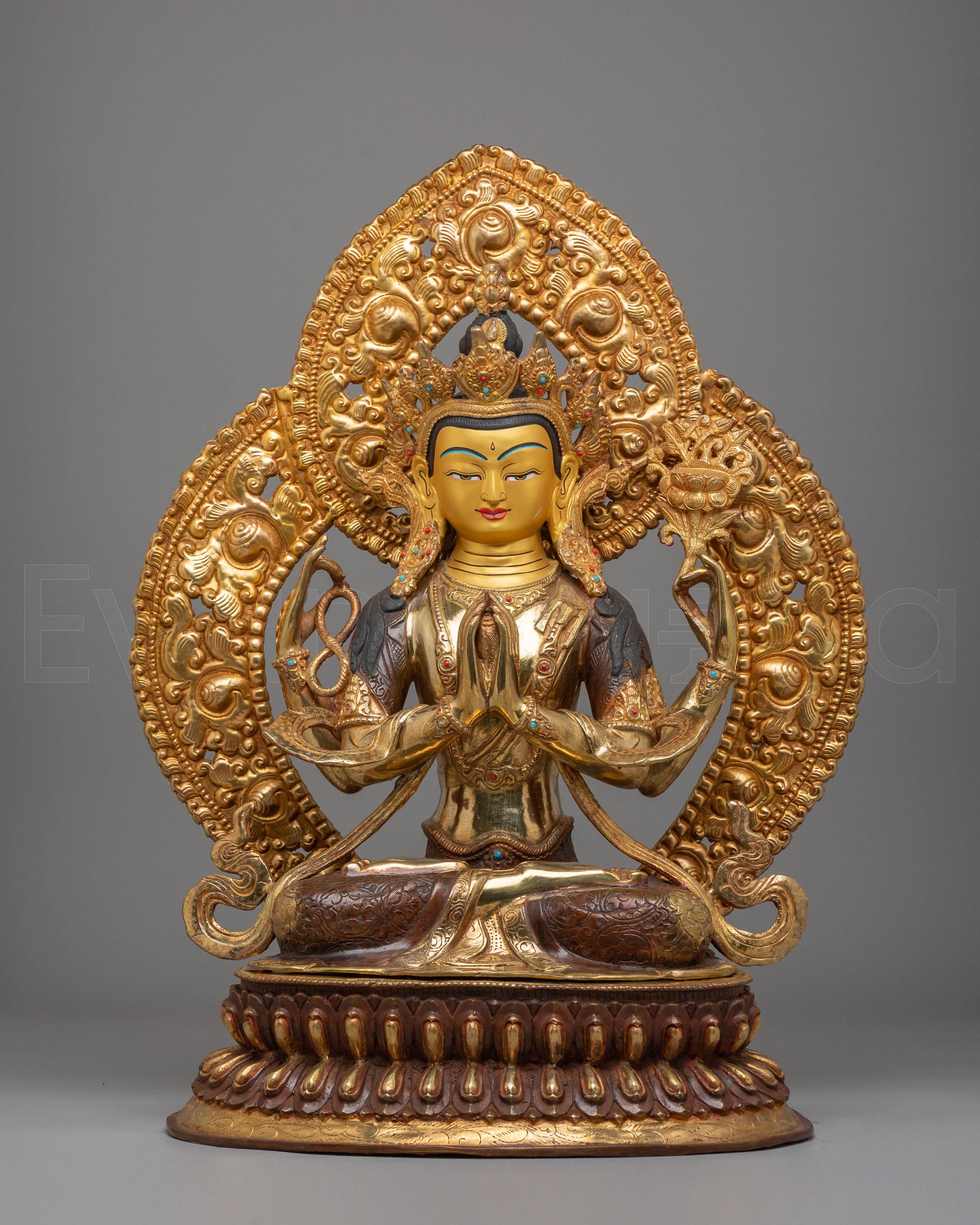 Handmade Golden Chenrezig Statue
