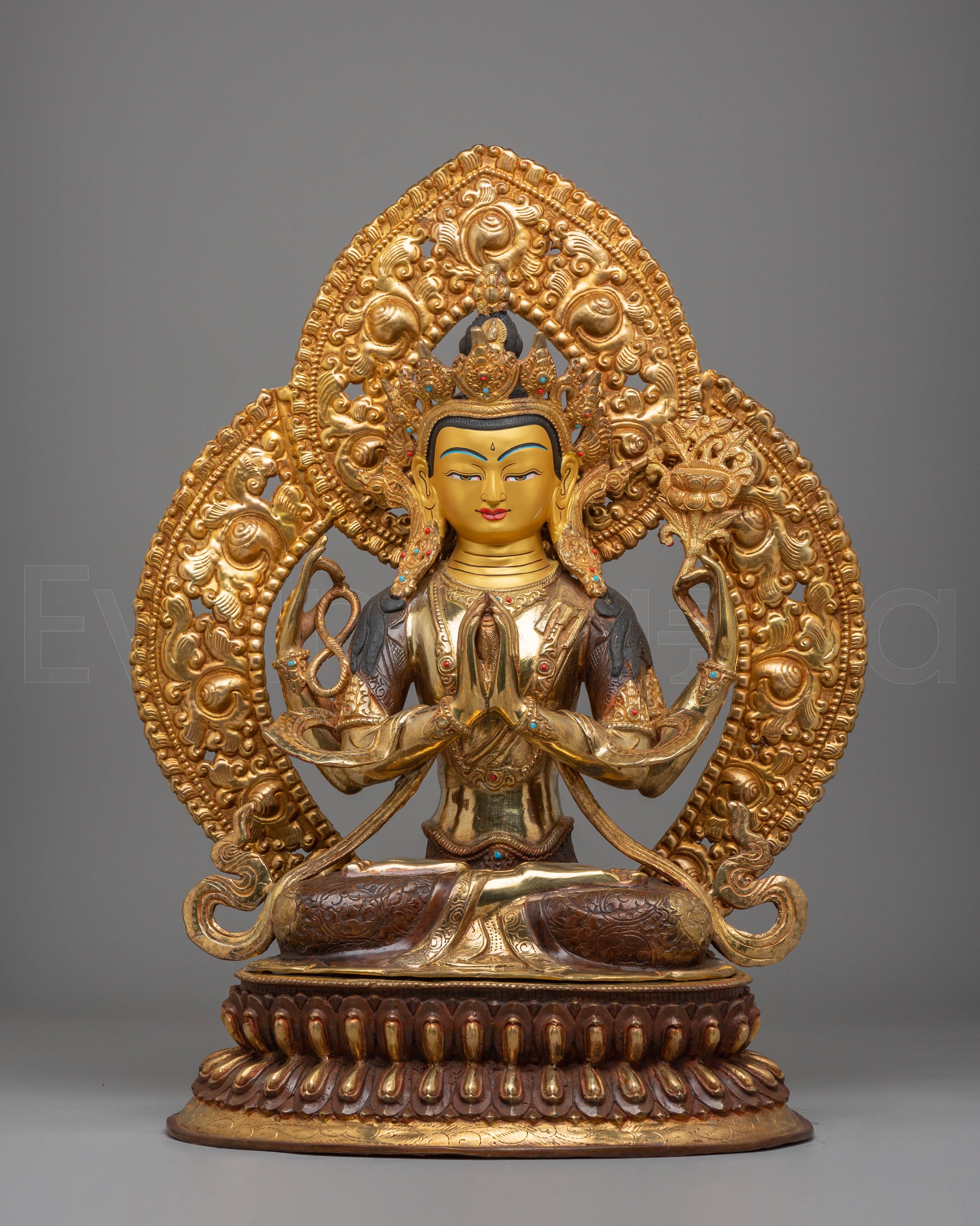 Handmade Golden Chenrezig Statue