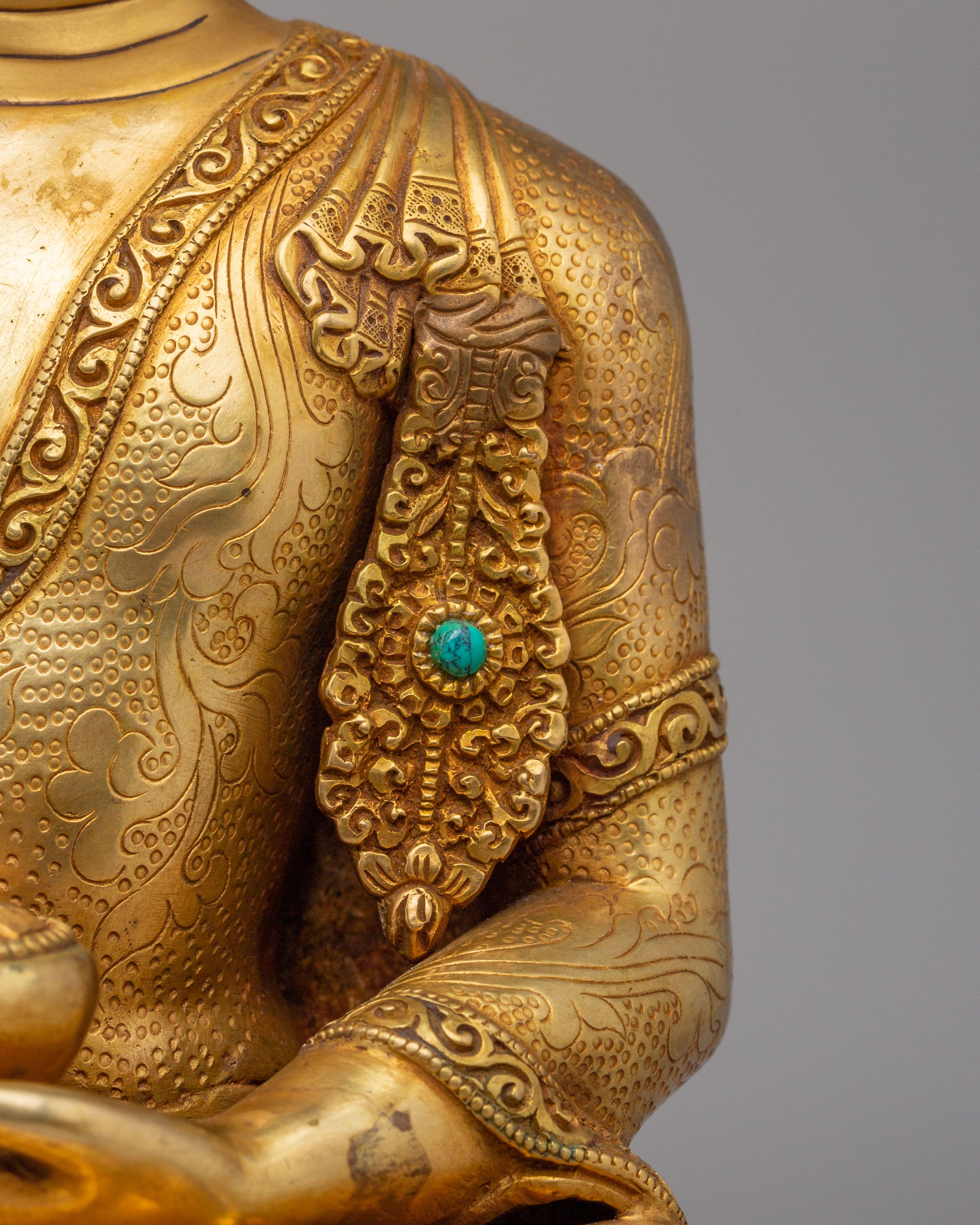Tathagata Shakyamuni Buddha Statue | Gold Plated Buddhist Sculpture