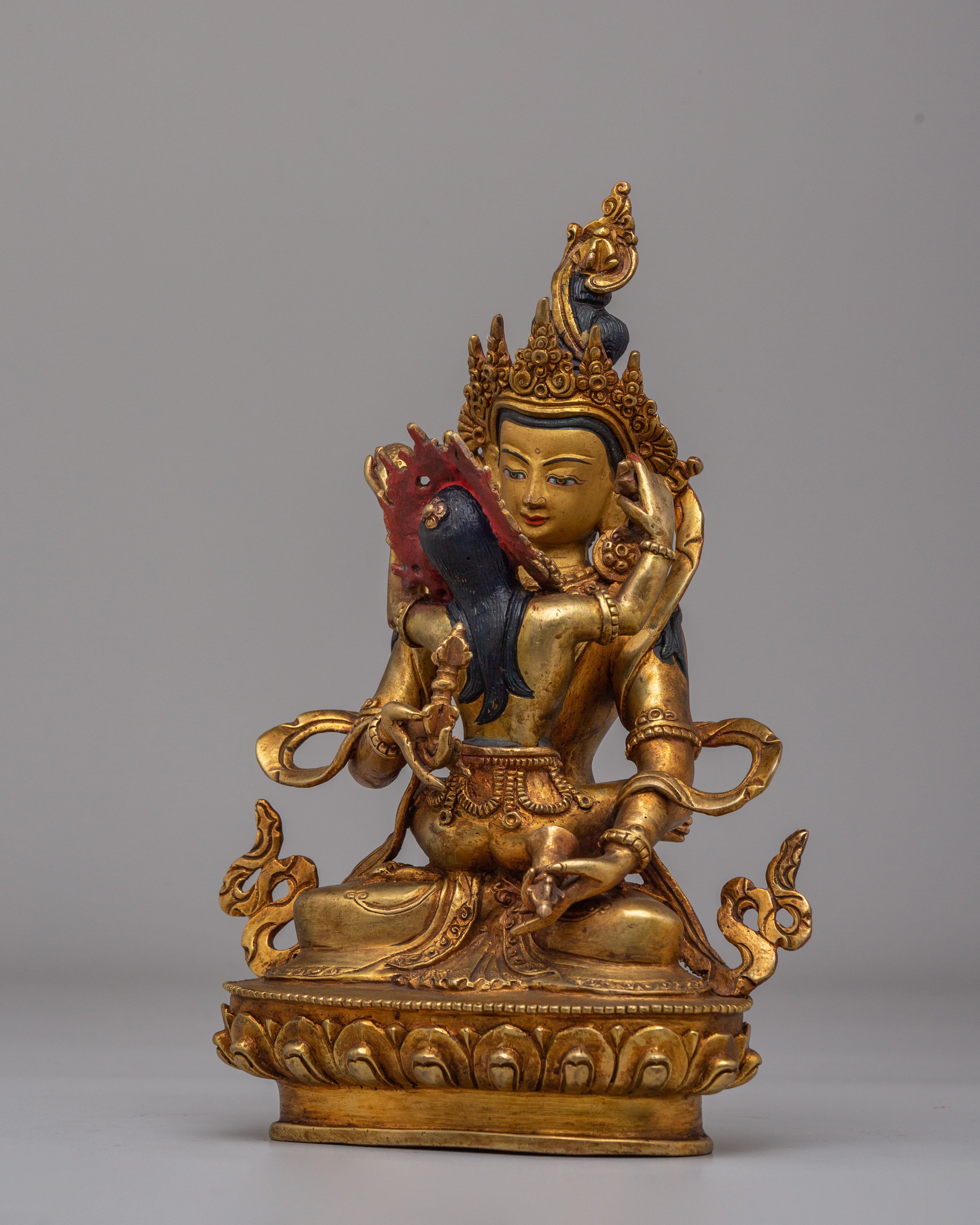 Tibetan Dorje Sempa with Consort Statue | Gold Plated Buddhist Sculpture