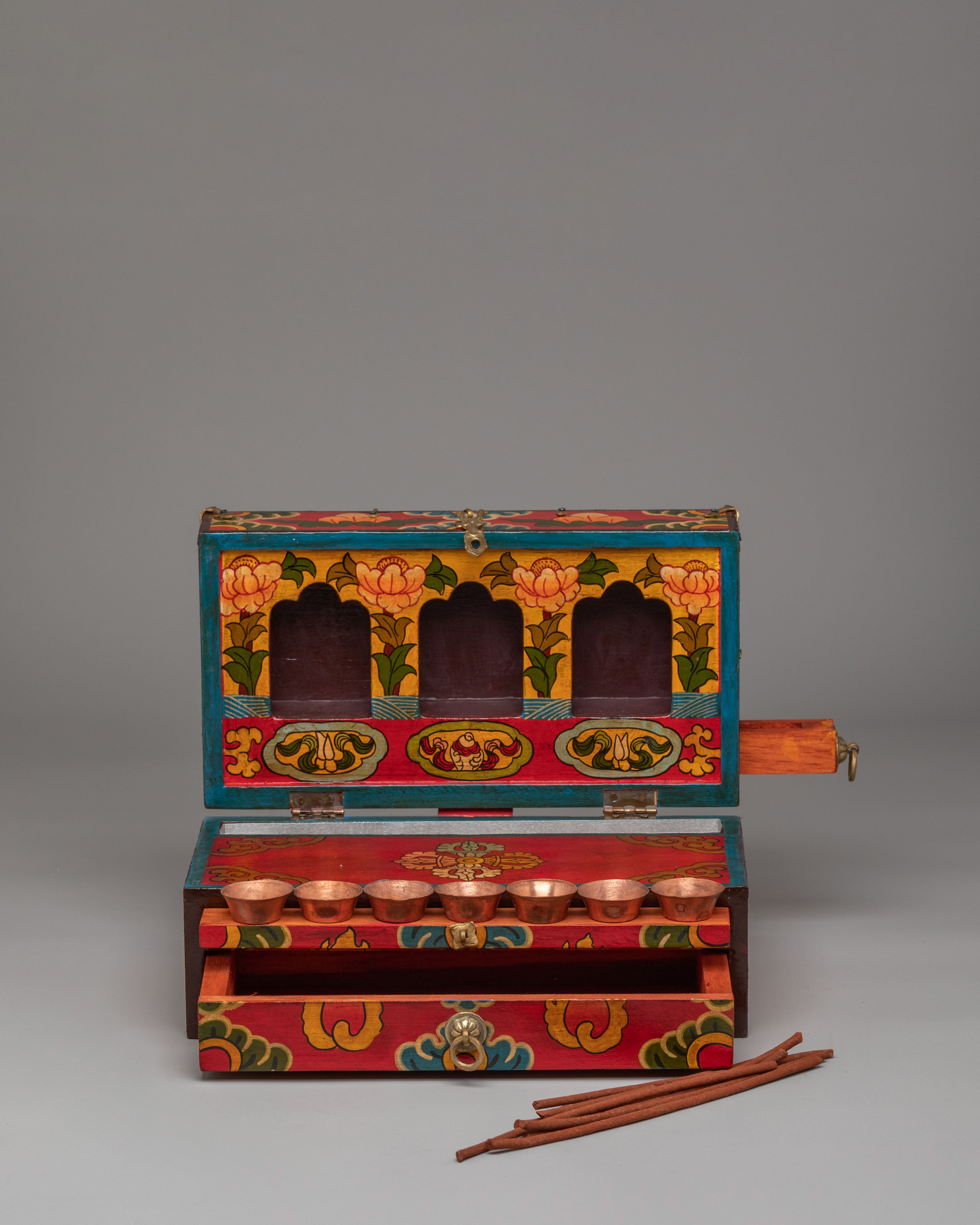 Spiritual Altar Box with Statue | Sacred Decor for Meditation & Rituals