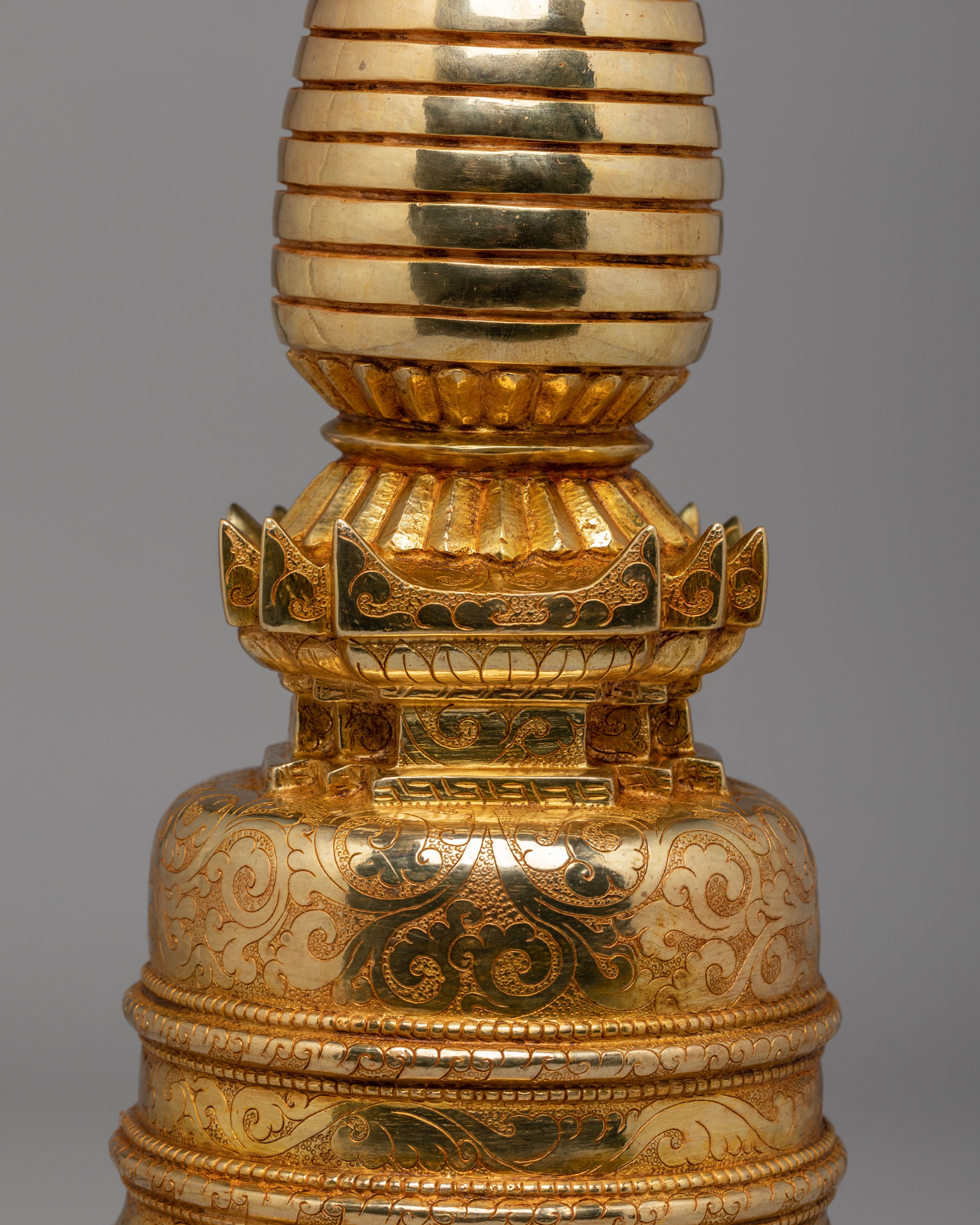 Traditional Ceremonial Kadampa Stupa | Handmade Copper Body with Gold Plating