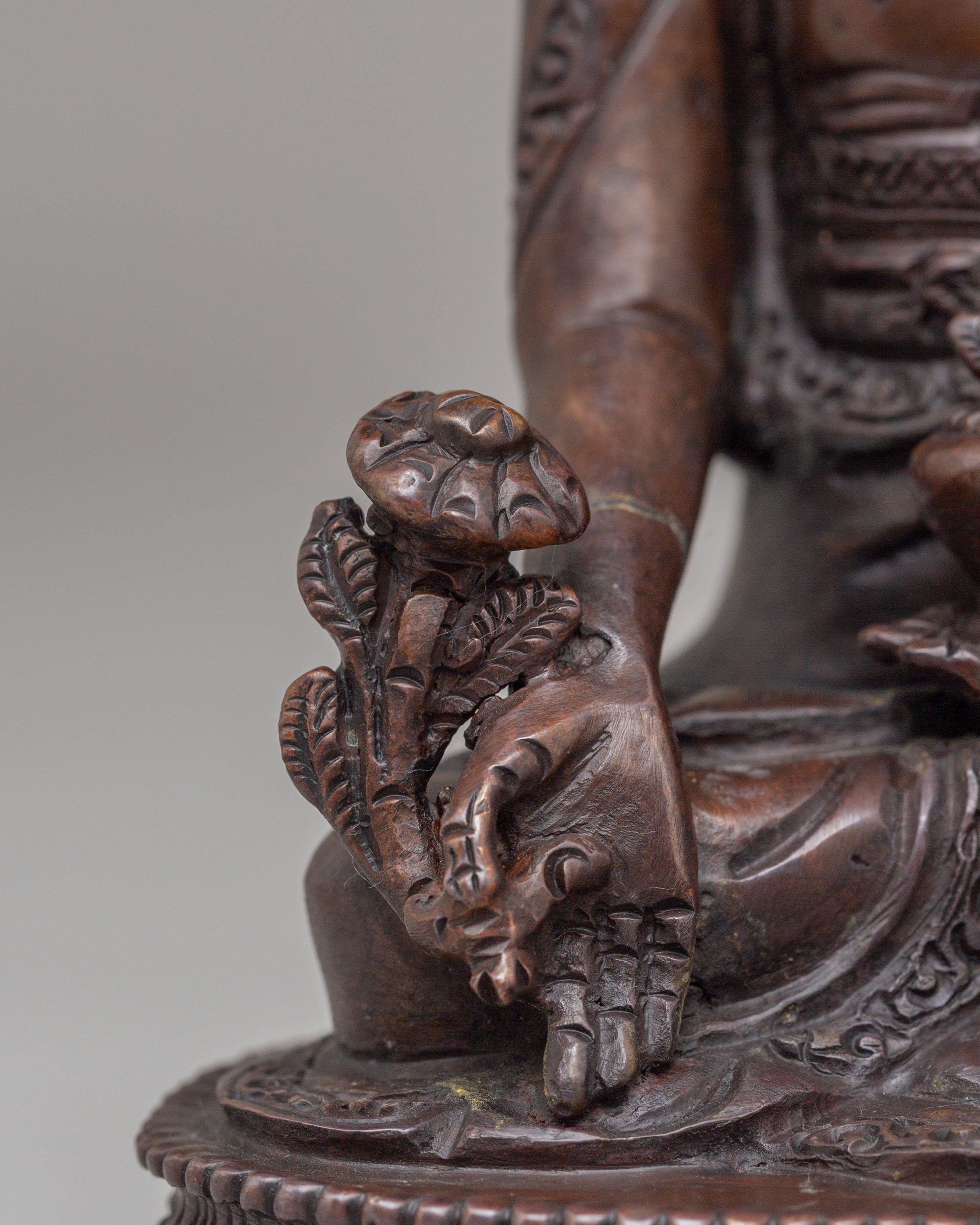 Buddha of Healing Altar Statue | Oxidized Copper Medicine Buddha Sculpture