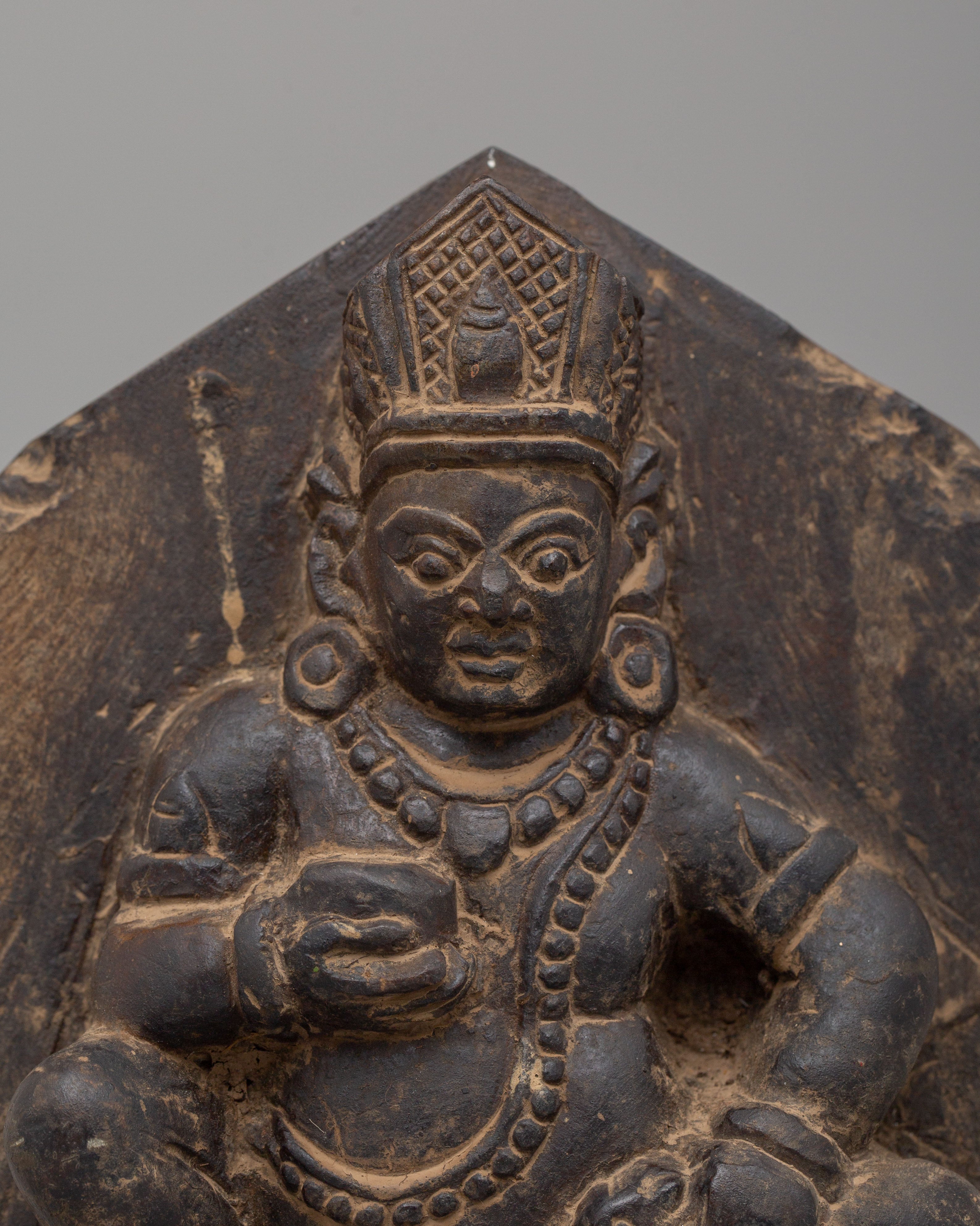 Dzambhala Wealth Protector Deity Statue | Stone Buddhist Sculpture