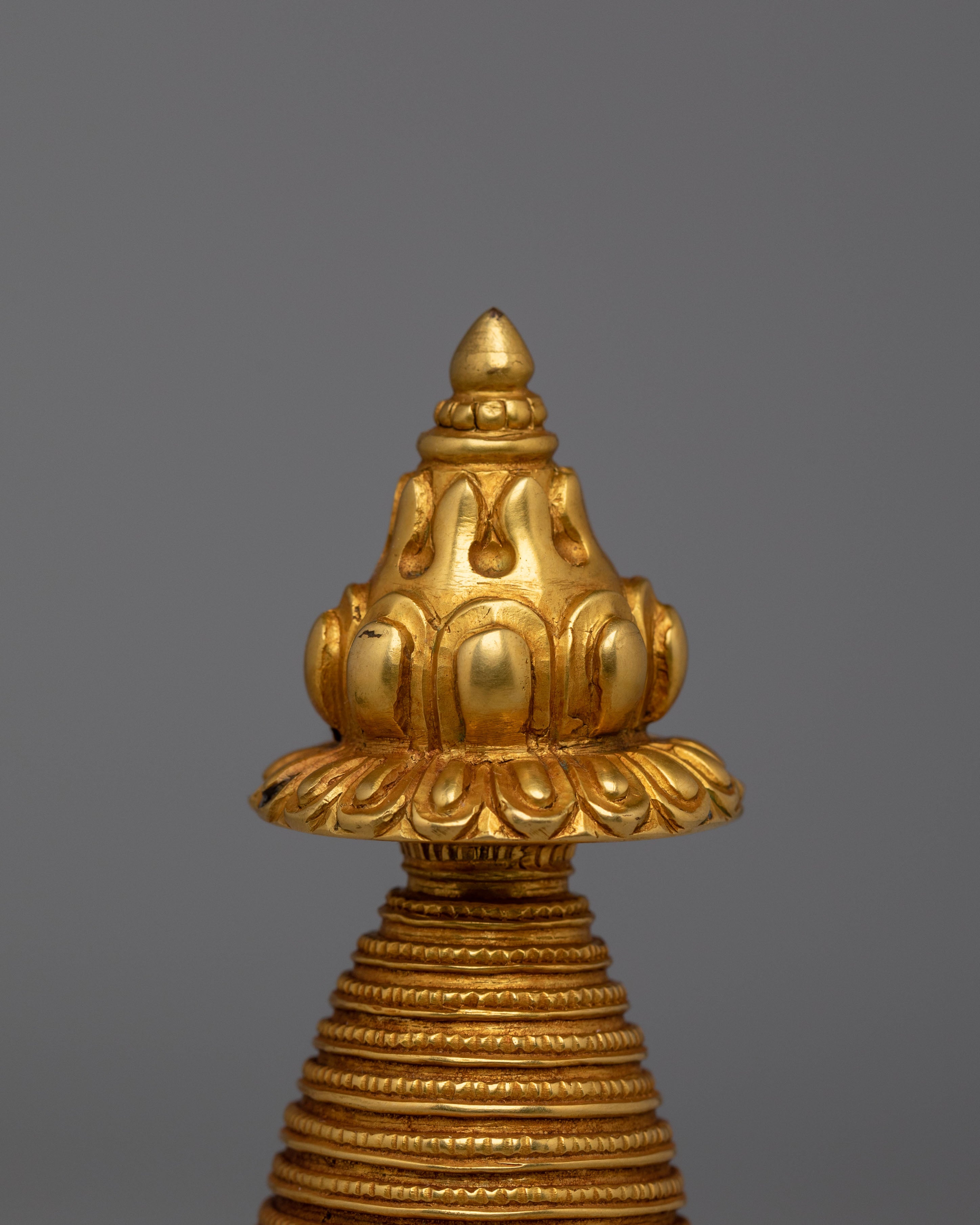 Handmade Kadampa Enlightment Stupa | Gold Plated Tibetan Stupa