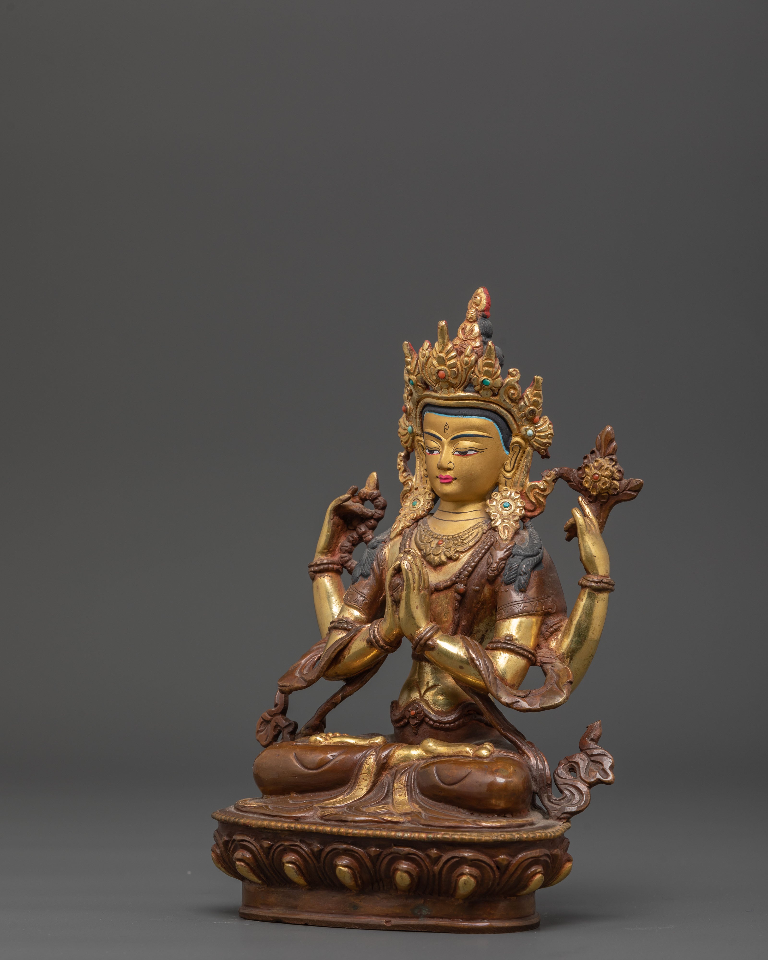 Sacred Four-Armed Chenrezig Statue | Tibetan Artwork