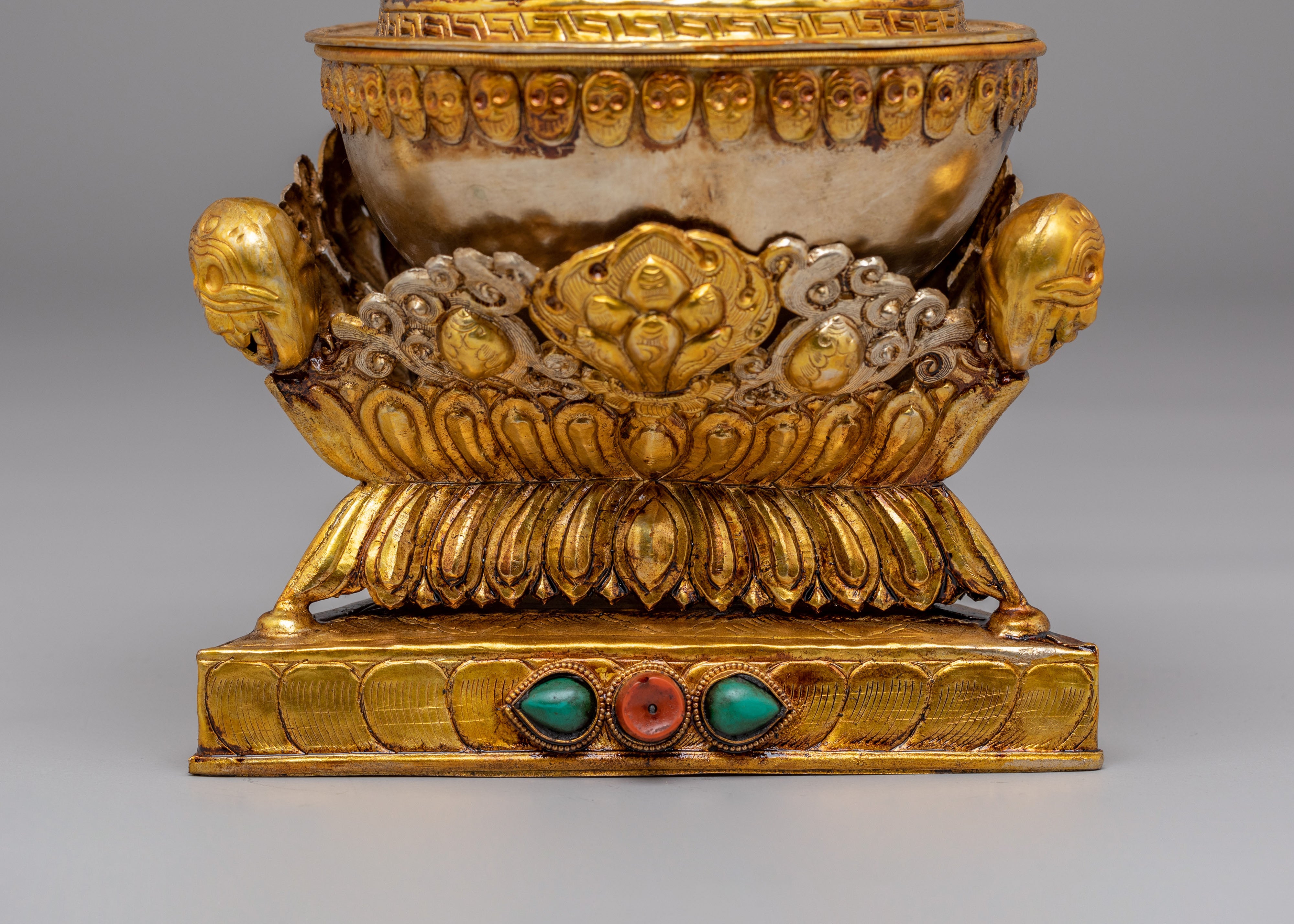 Spiritual Offering Kapala | Gold Plated Copper Tibetan Ritual Vessel