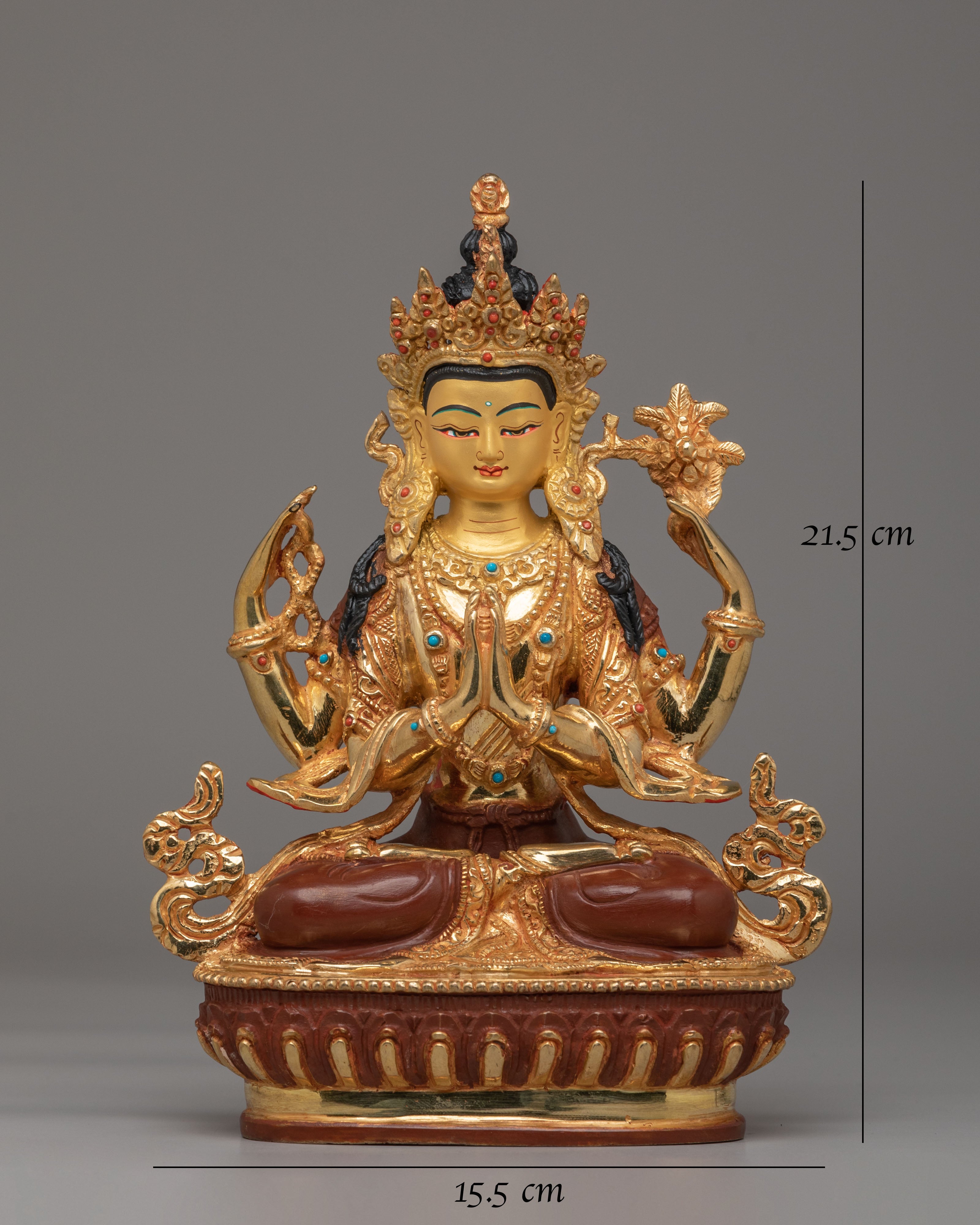 Ceremonial Chenrezig Shrine Sculpture | Tibetan Avalokiteshvara Deity