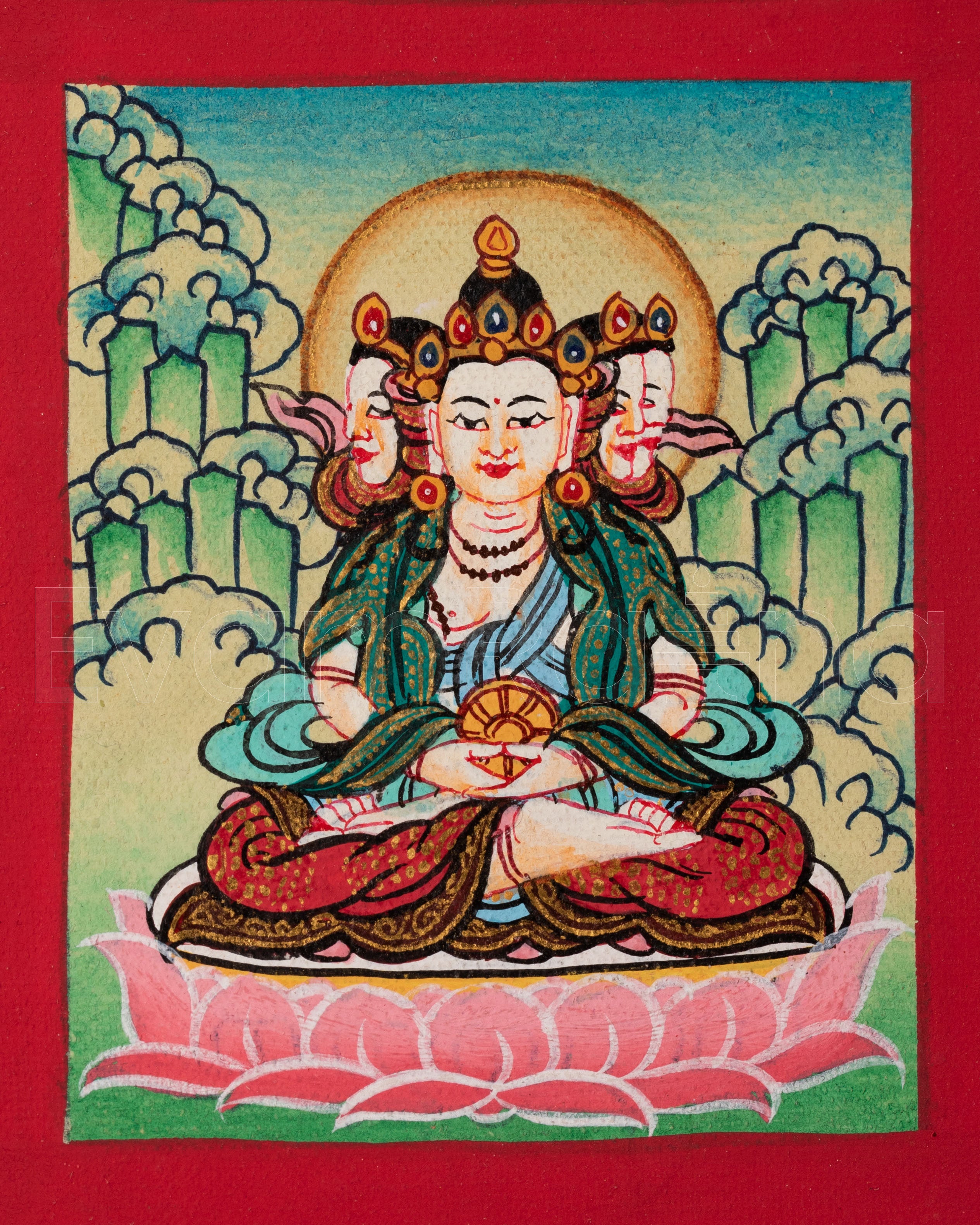 Traditional Vairocana Thangka for Locket | Symbol of Enlightenment and Wisdom