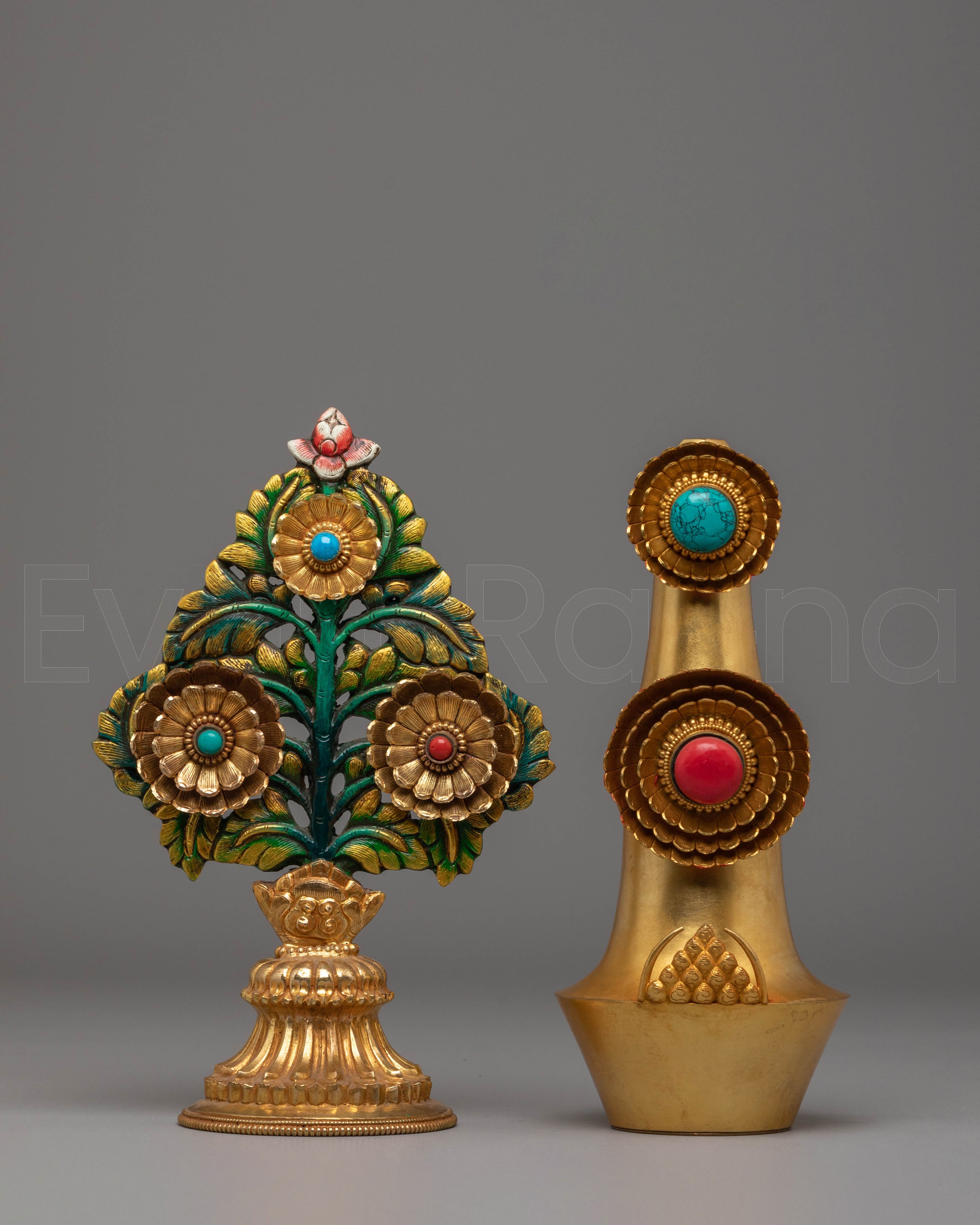 Spiritual Tibetan Torma Set | Sacred Buddhist Offering with Floral Ornament