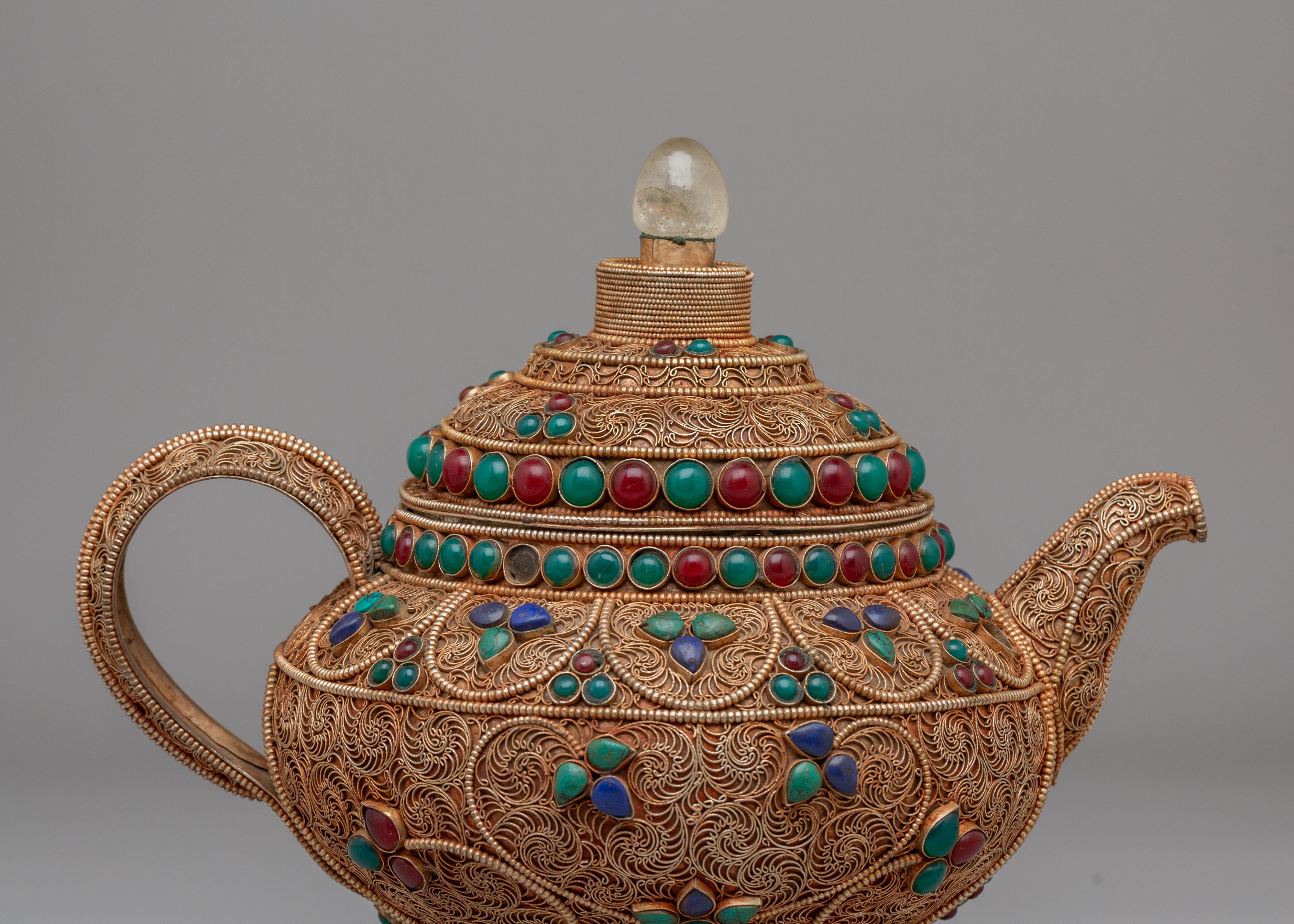 Handcrafted Filigree Tea Pot | Tibetan Tea Pot with Decorative Design