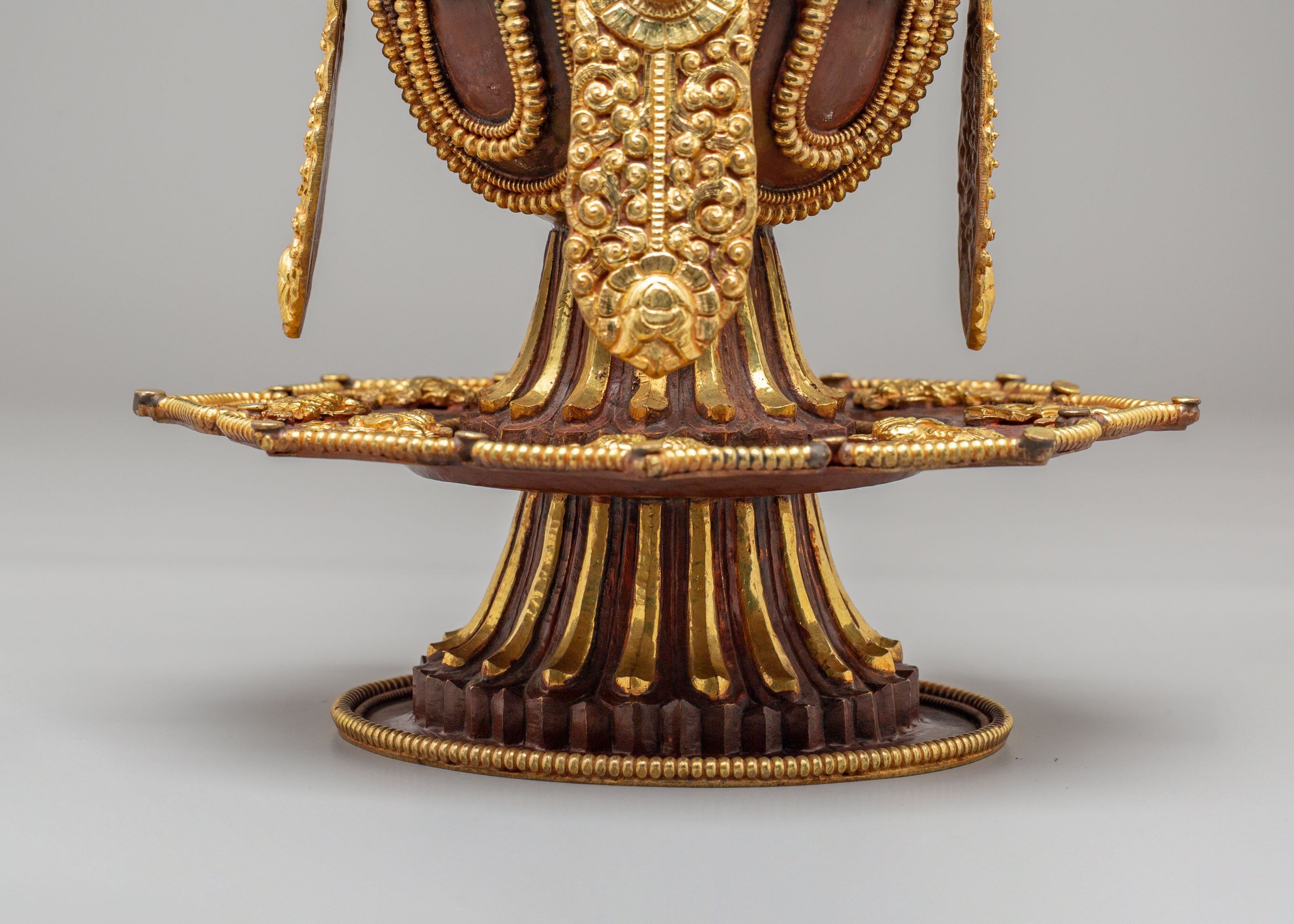 Sacred Tibetan Long-Life Vase | Gold Plated Copper Buddhist Altar Vessel