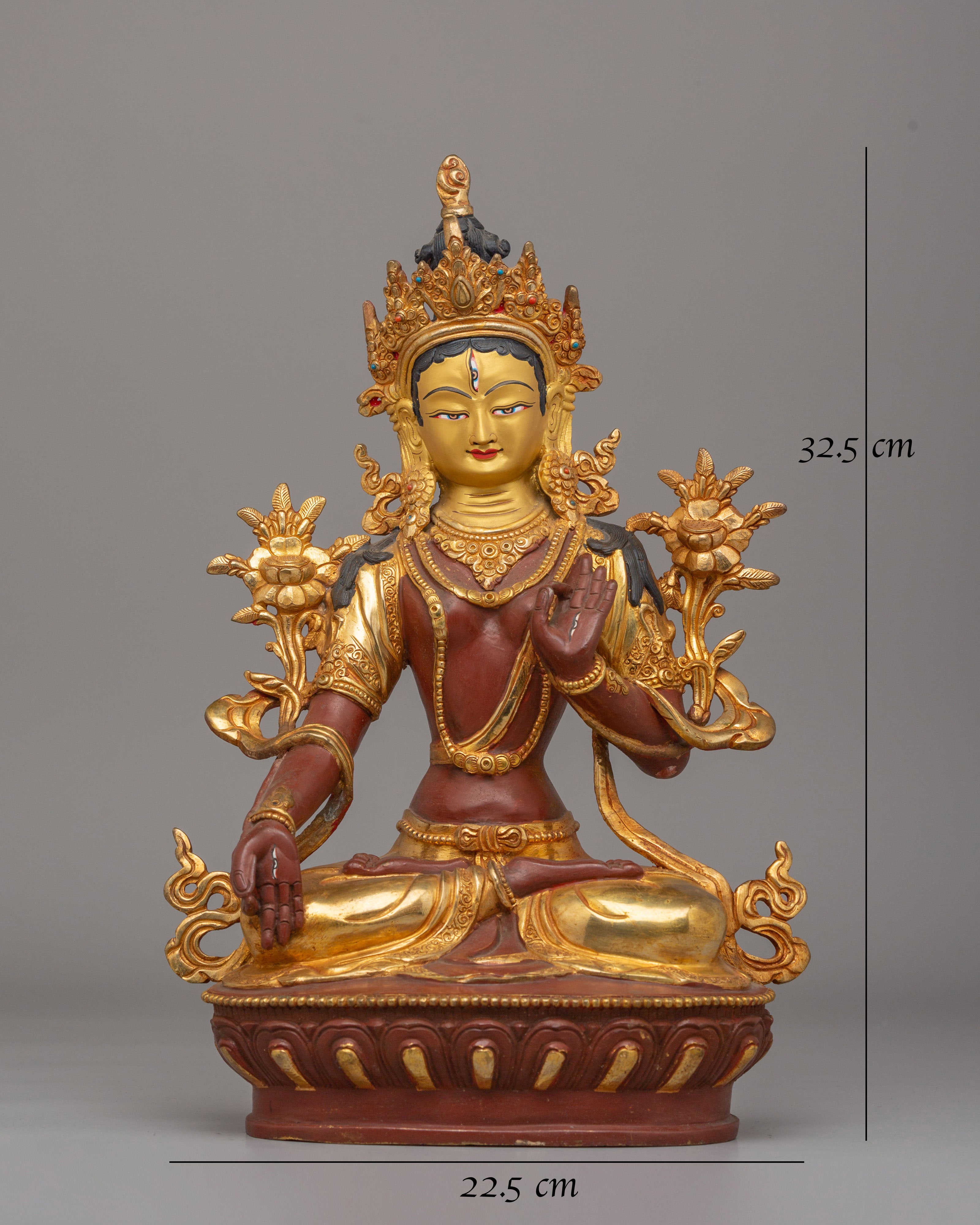 Tibetan Healing Deity White Tara Statue | Handcrafted Spiritual Decor