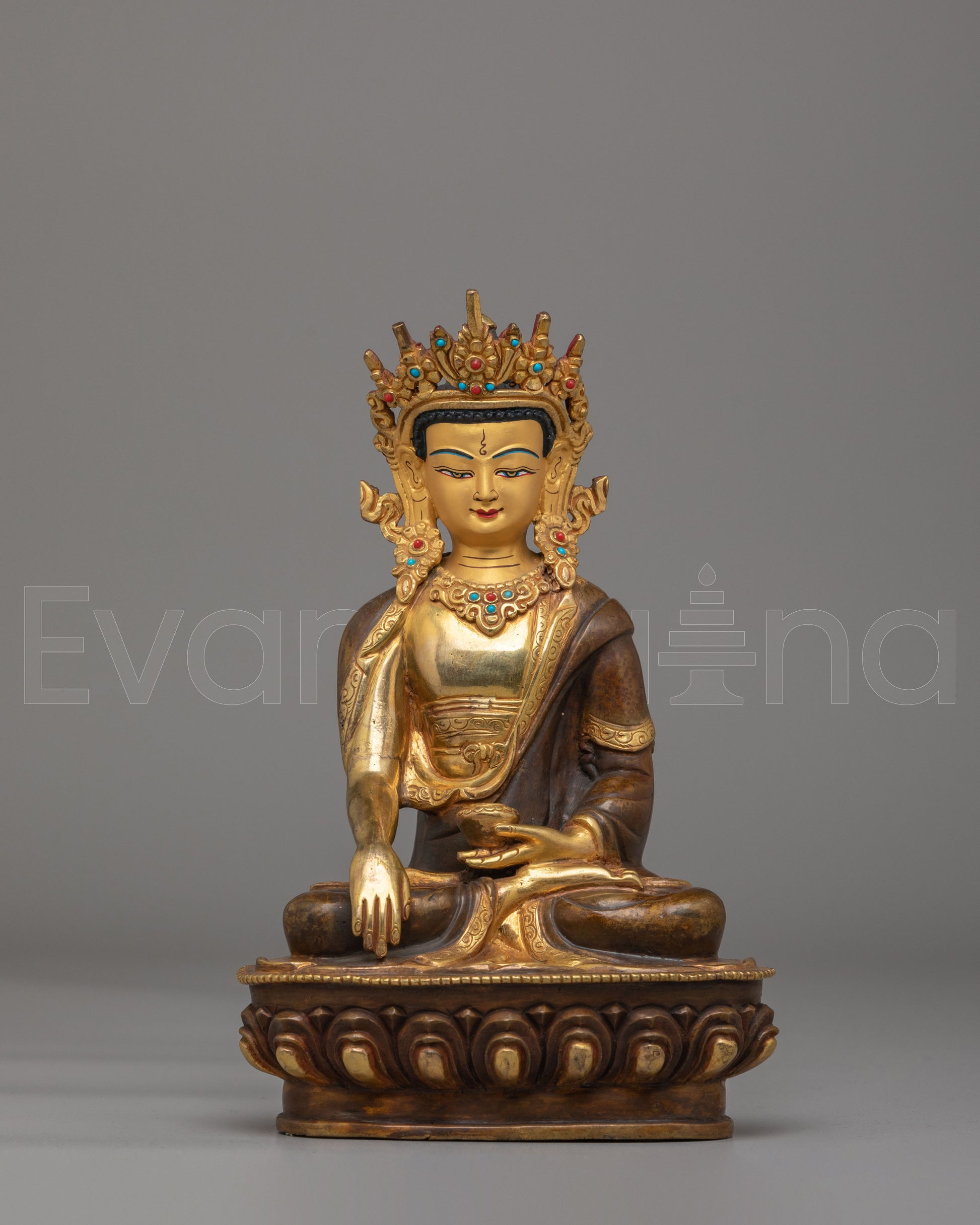 Handmade Crown Shakyamuni Buddha Statue