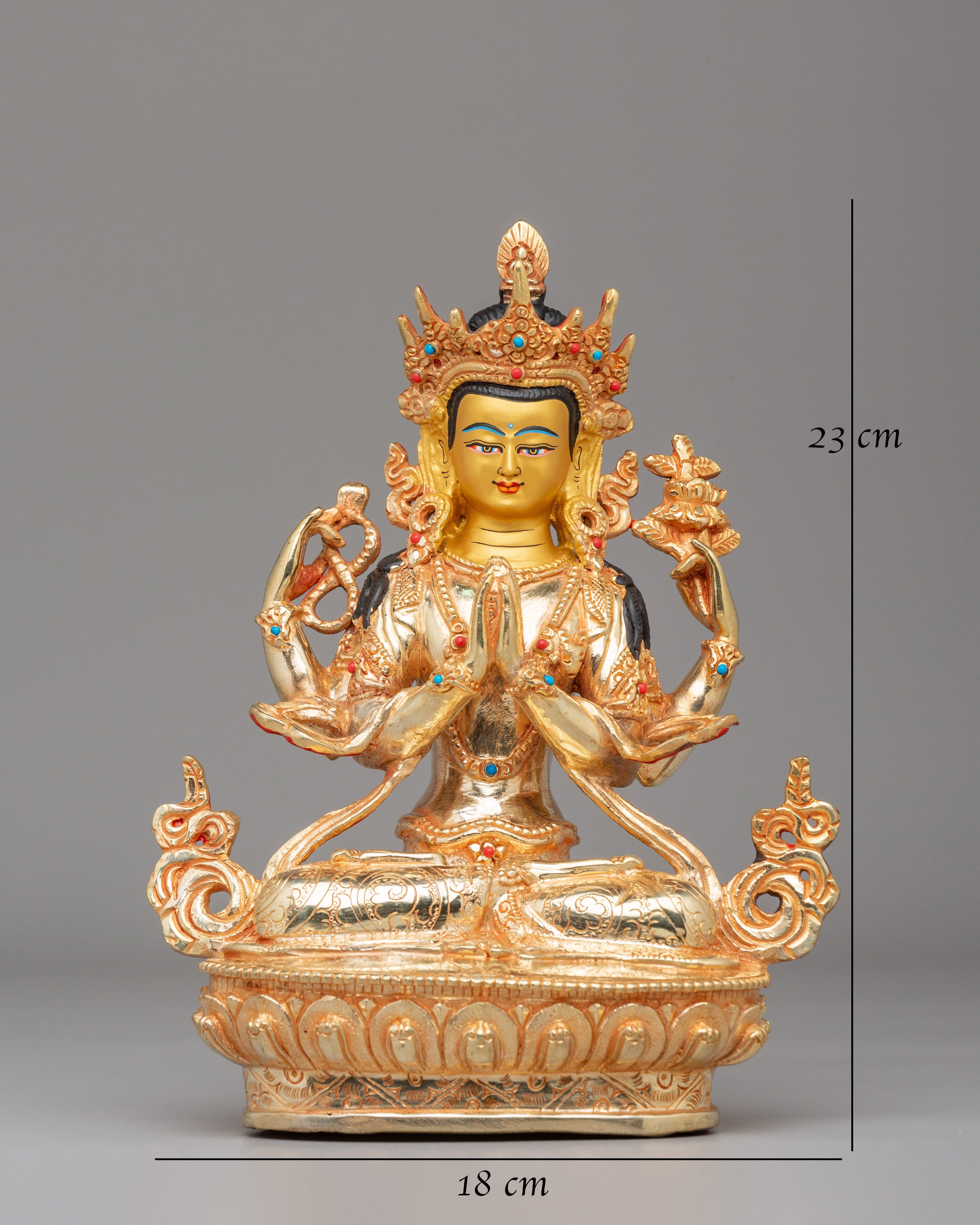 Golden Chenrezig Statue | Tibetan Art