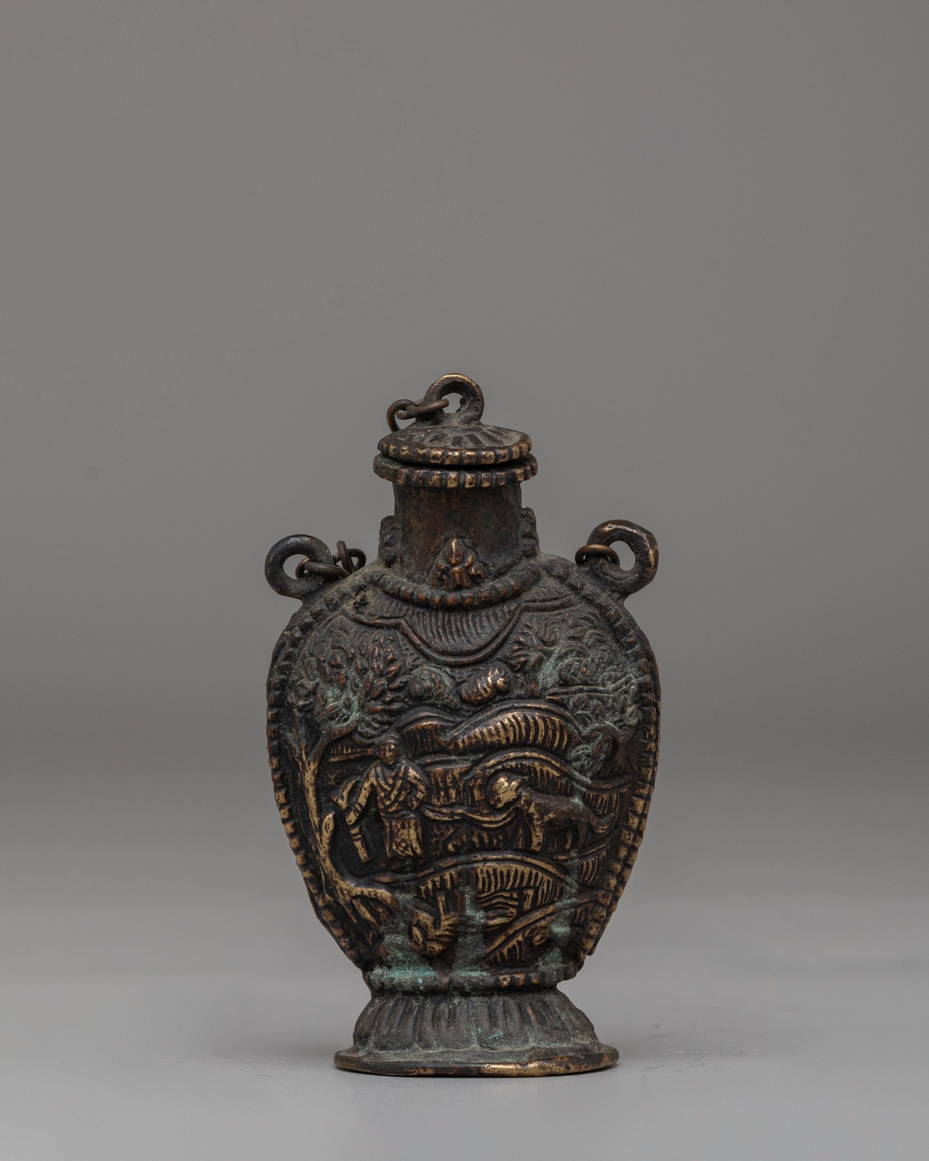 Buddhist Four Harmonious Friends Snuff Pot | Symbolizing Unity and Friendship