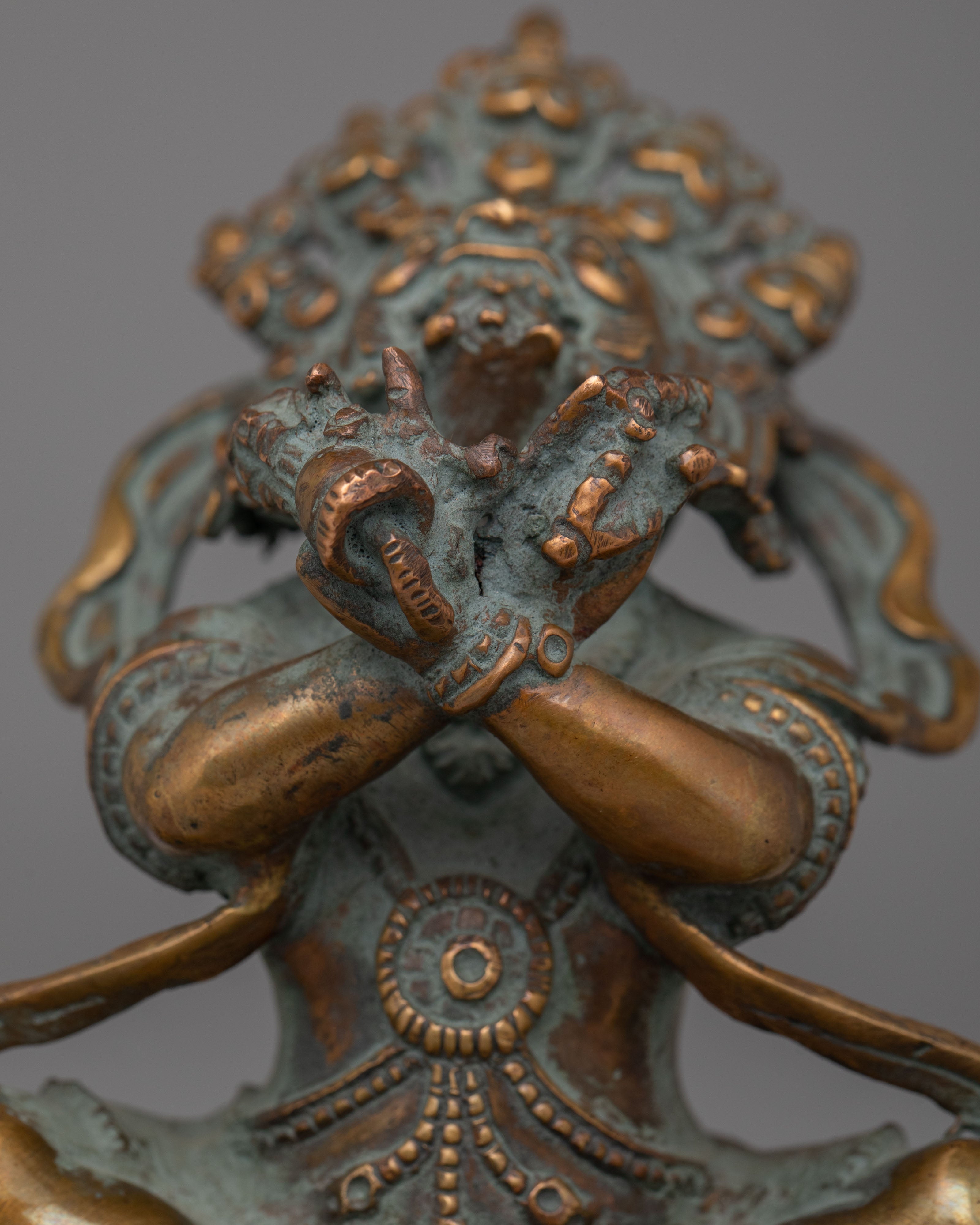 Handcrafted Traditional Vajradhaka | Copper Statue with Antique Finish