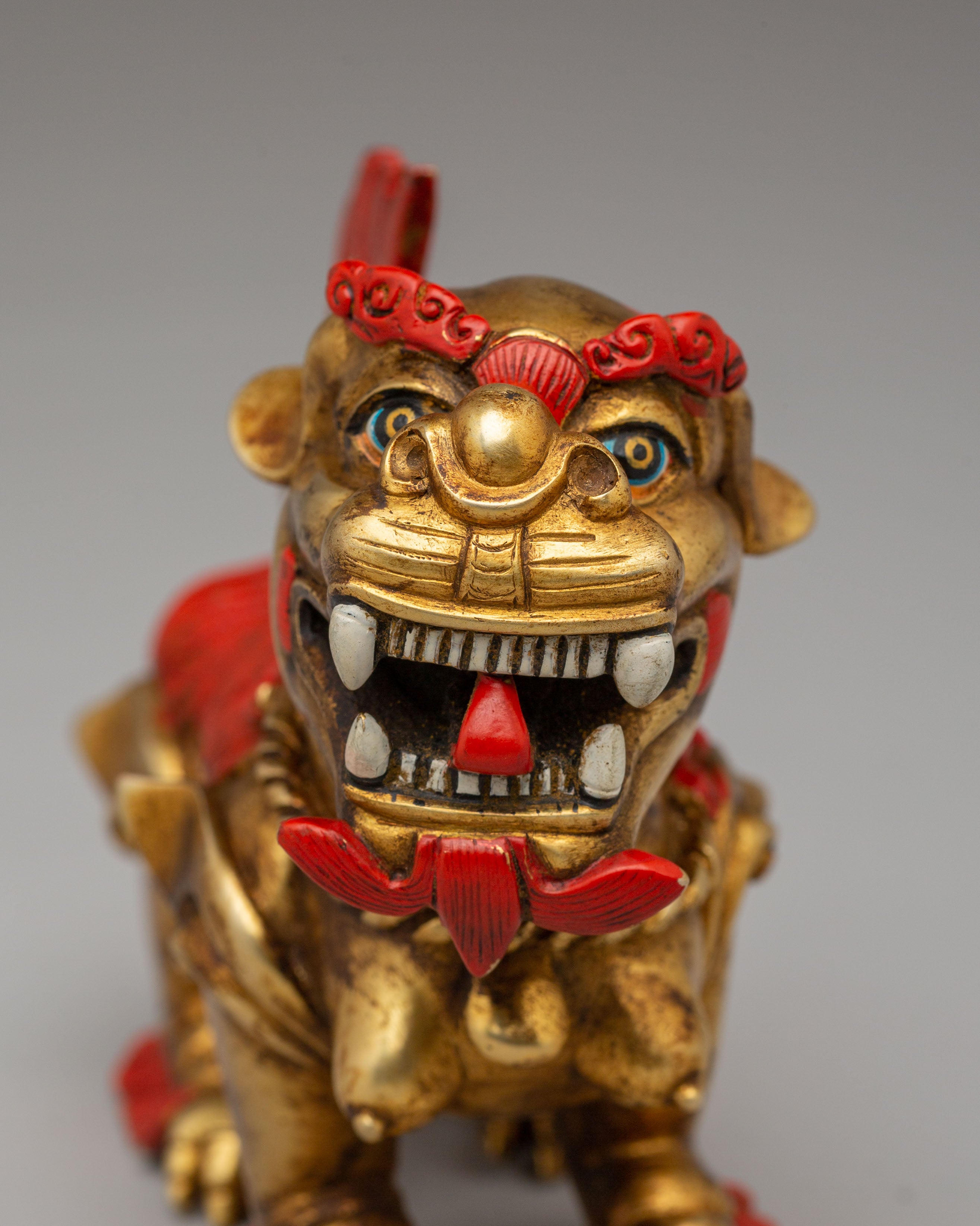 Traditional Decorative Lion Set | Handcrafted Copper Lion Figurines