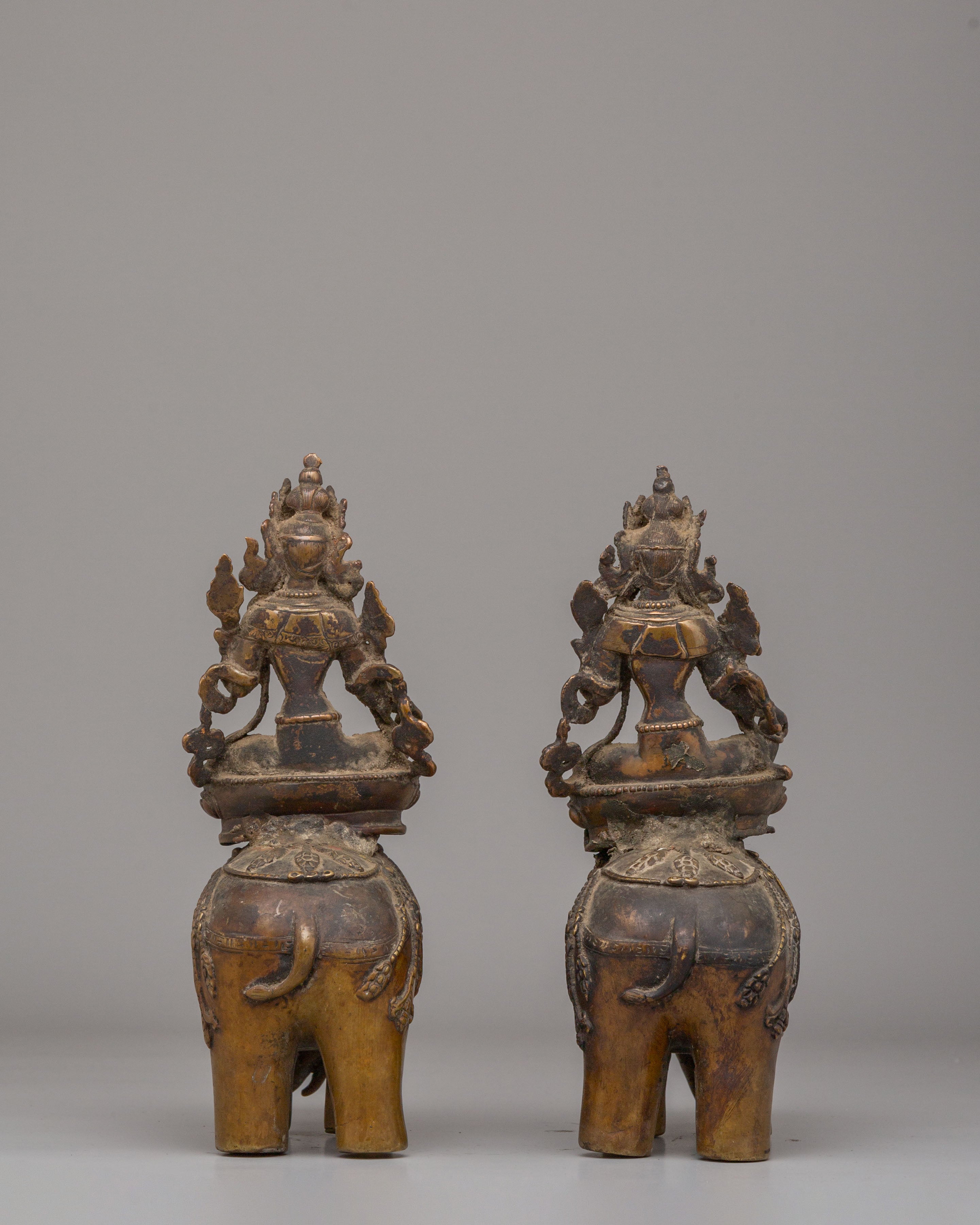 Green Tara On Elephant Statue Set for Altar | Perfect for Sacred Spaces