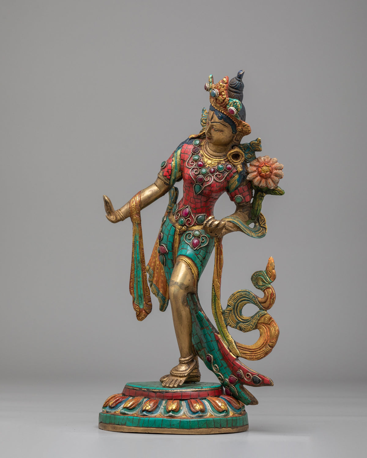 Dancing Green Tara Spiritual Sculpture | Handcrafted Tibetan Statue