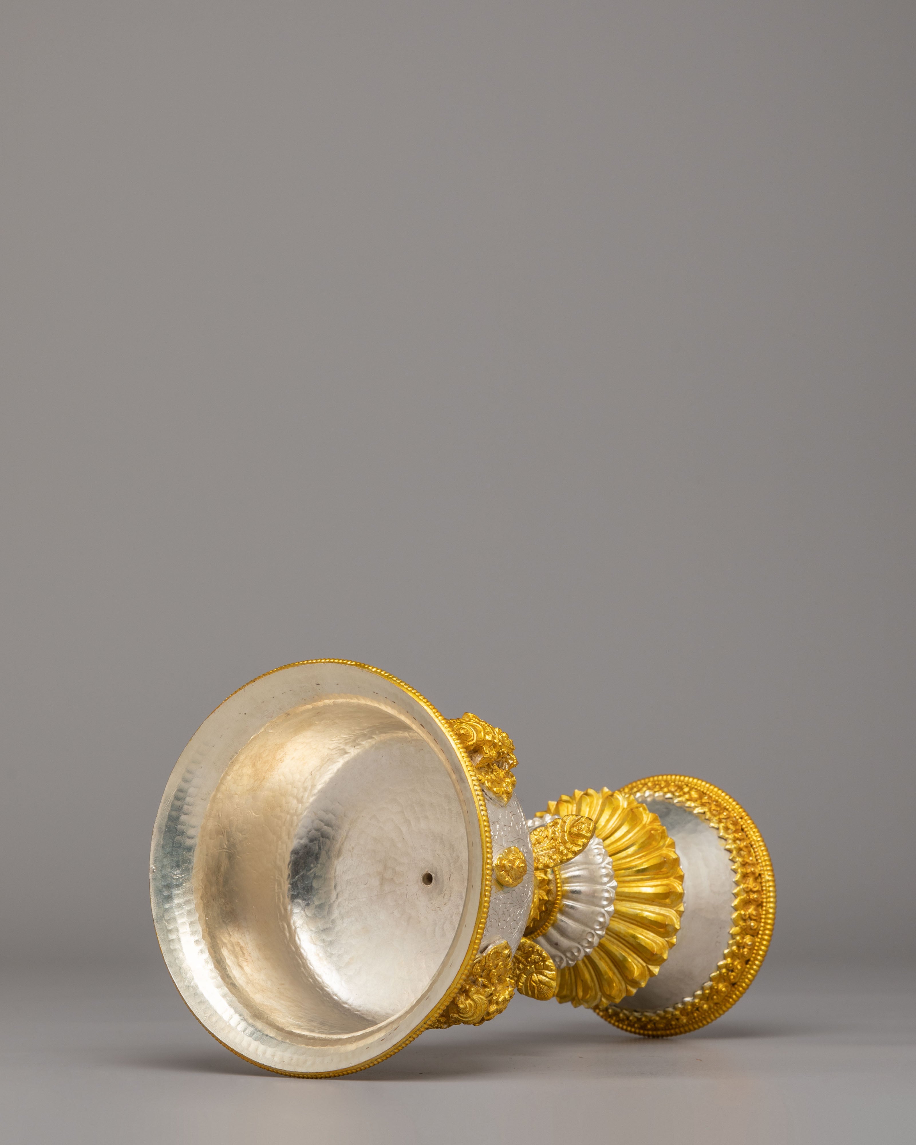 Tibetan Offering Butter Lamp | Copper Body with Gold & Silver Plating