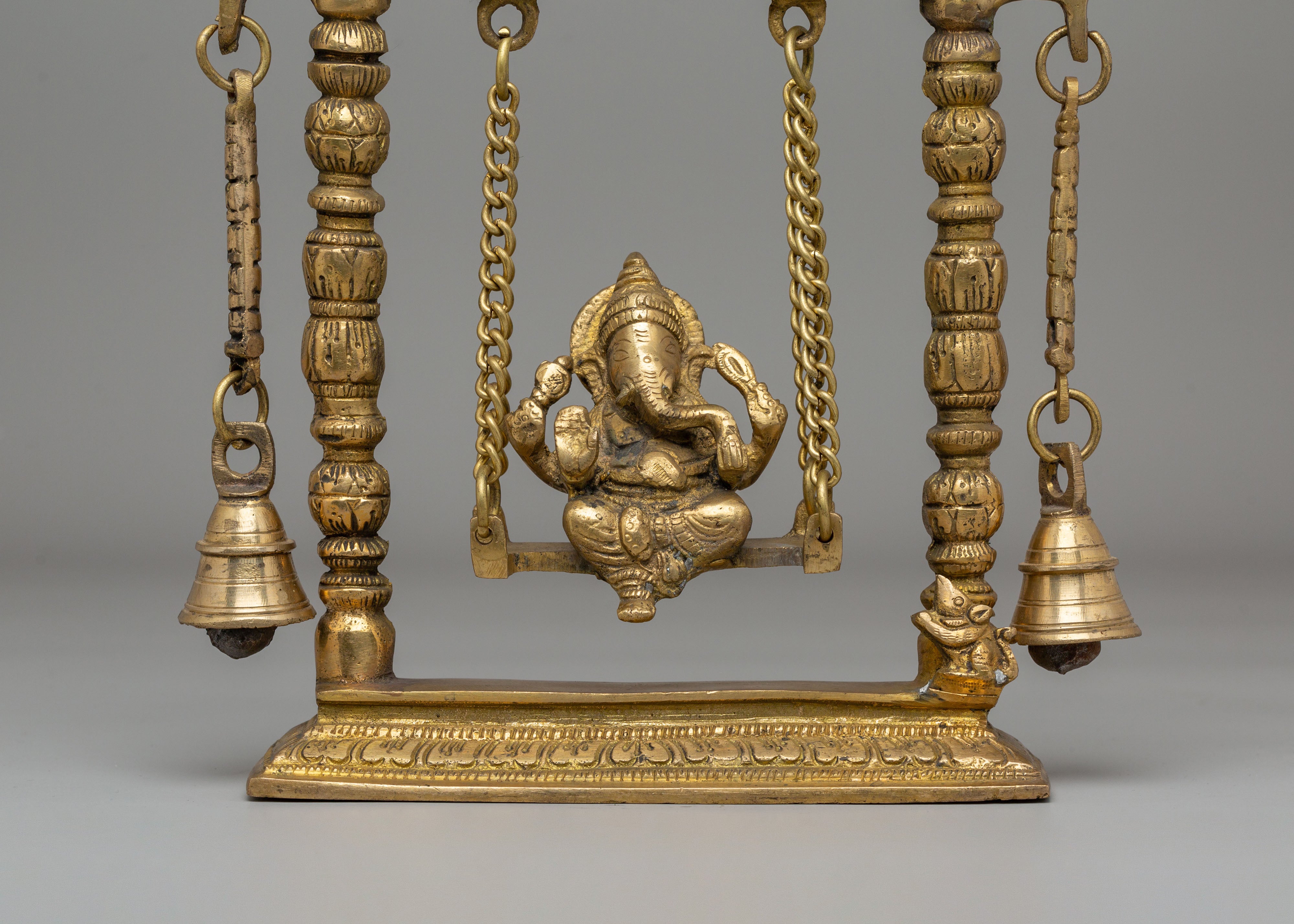 Handmade Ritual Ganesh on Swing | Brass Hindu God Figurine