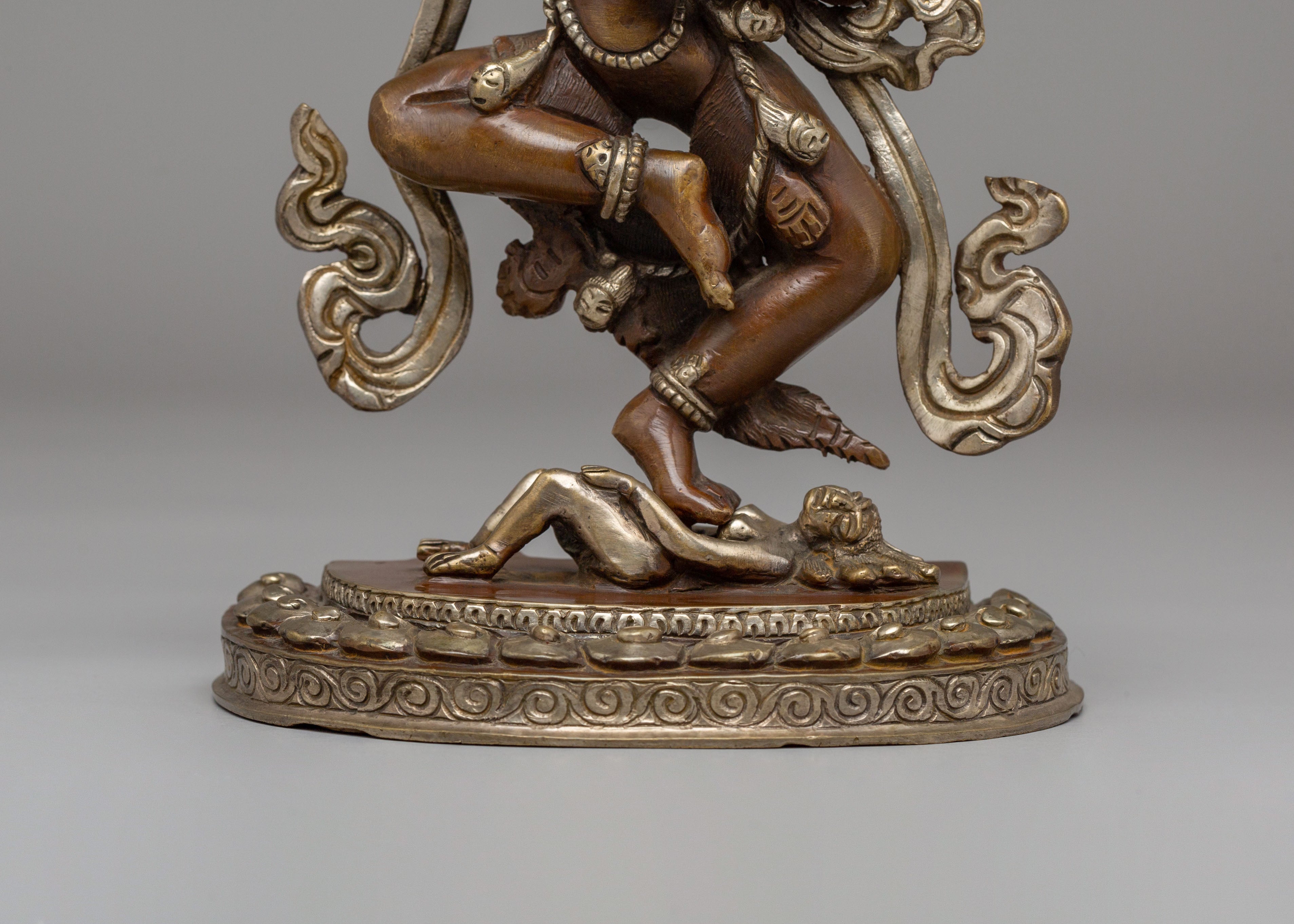 Himalayan Dorje Phagmo Deity Statue | Silver Plated Tibetan Altar Decor