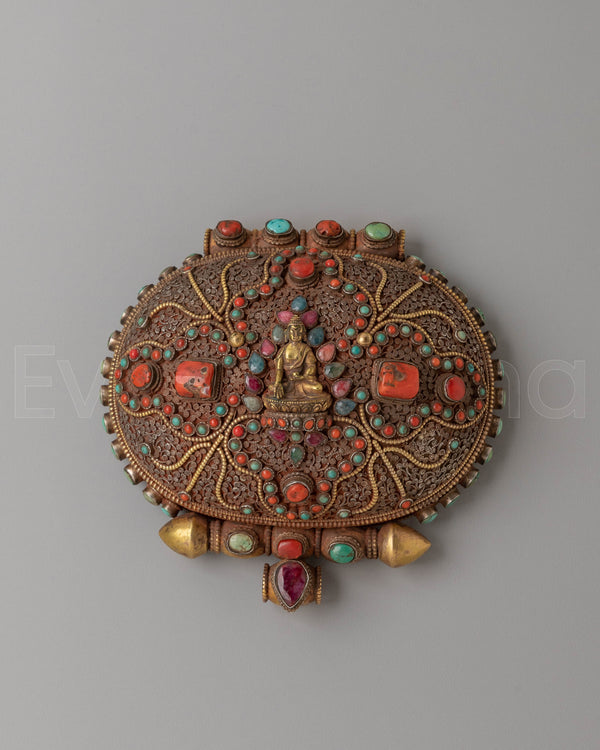 Handcrafted Ratnasambhava Ghau Box | Unique Spiritual Ghau Box
