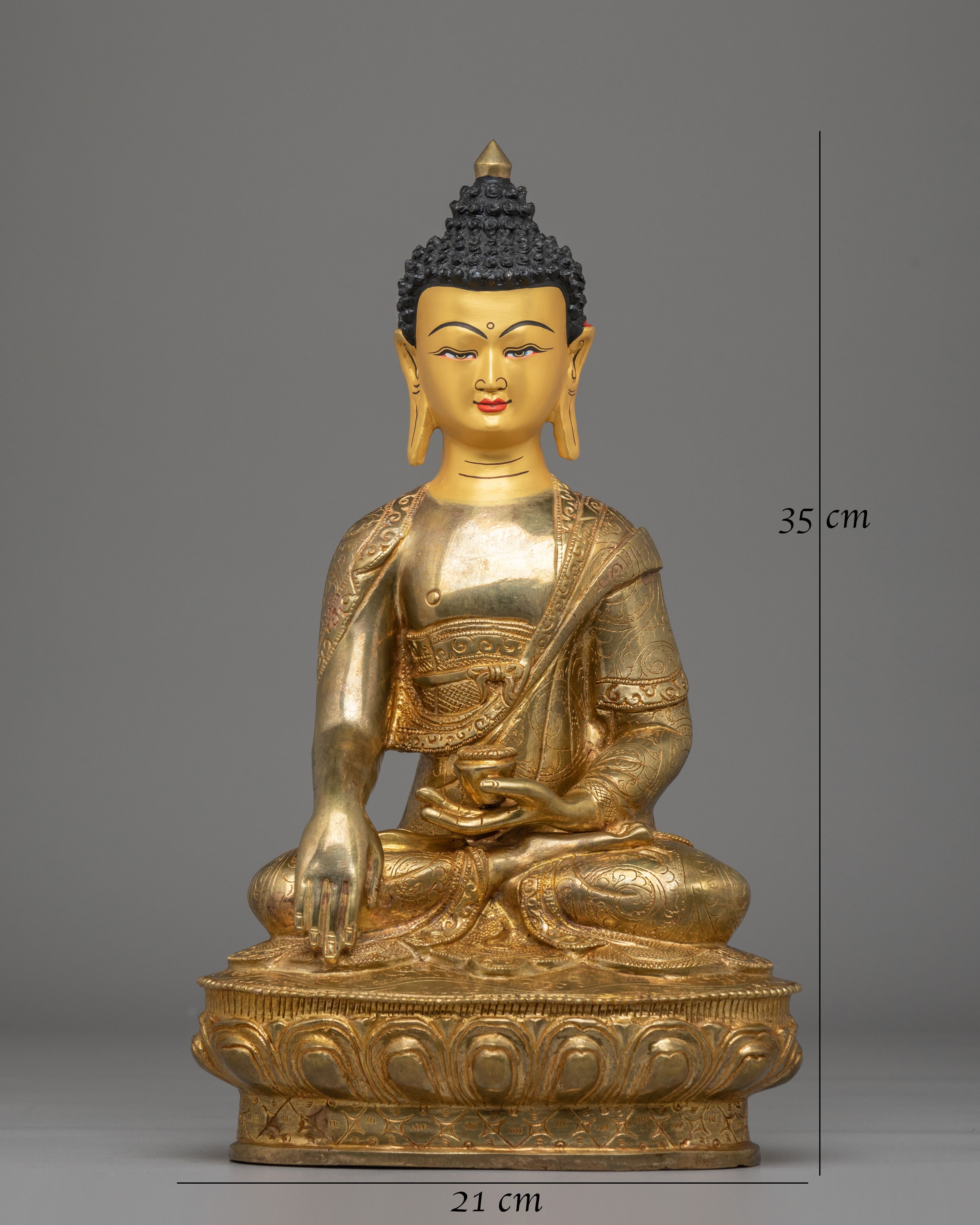 Gold Plated Shakyamuni Buddha Statue | Traditional Artwork