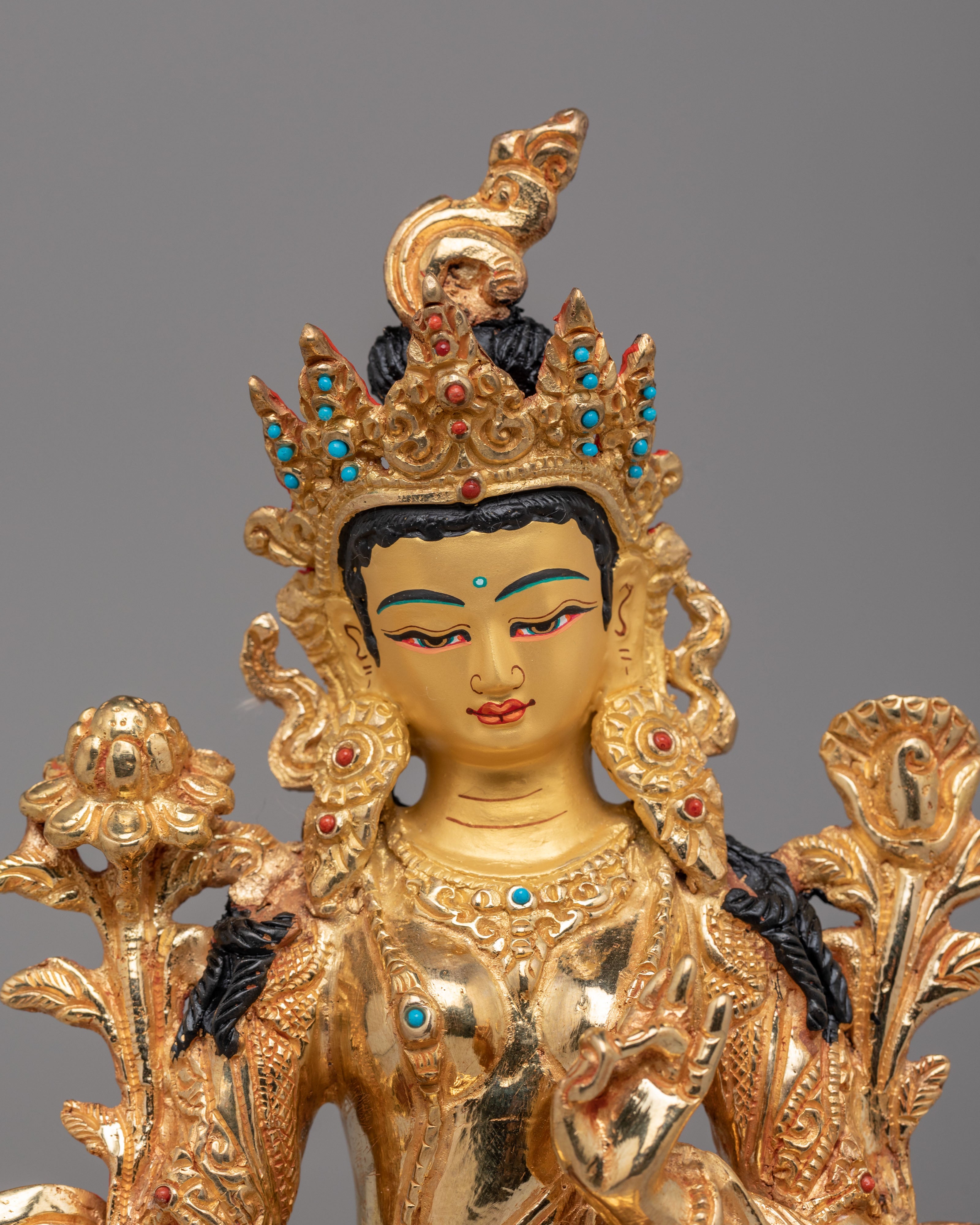 Handmade Spiritual Shyama Tara Statue | Green Tara Figurine for Meditation