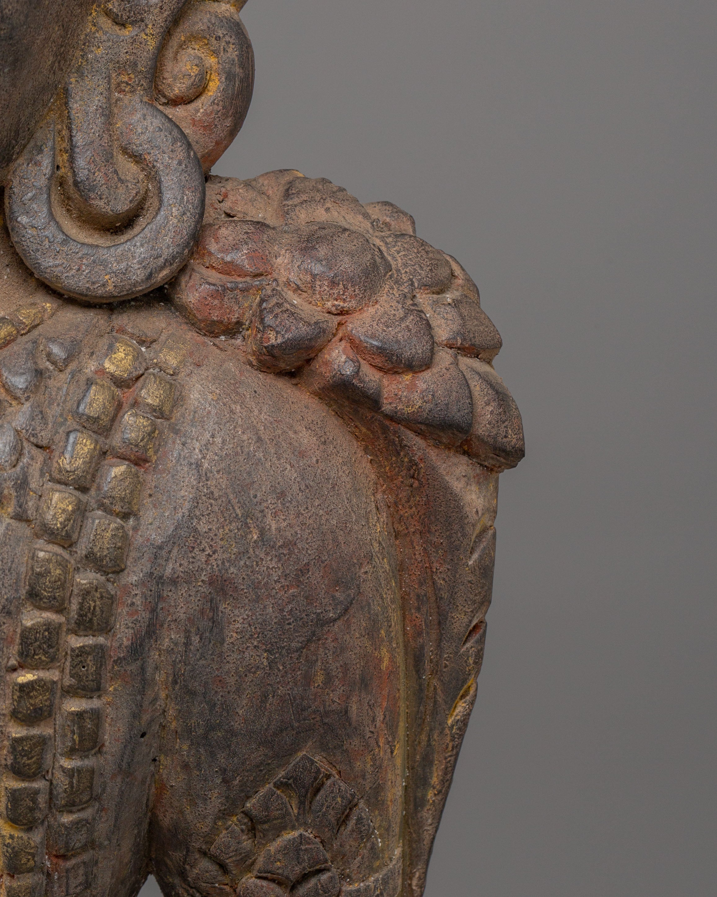 Handcrafted Indra Statue | Wooden Hindu God Sculpture