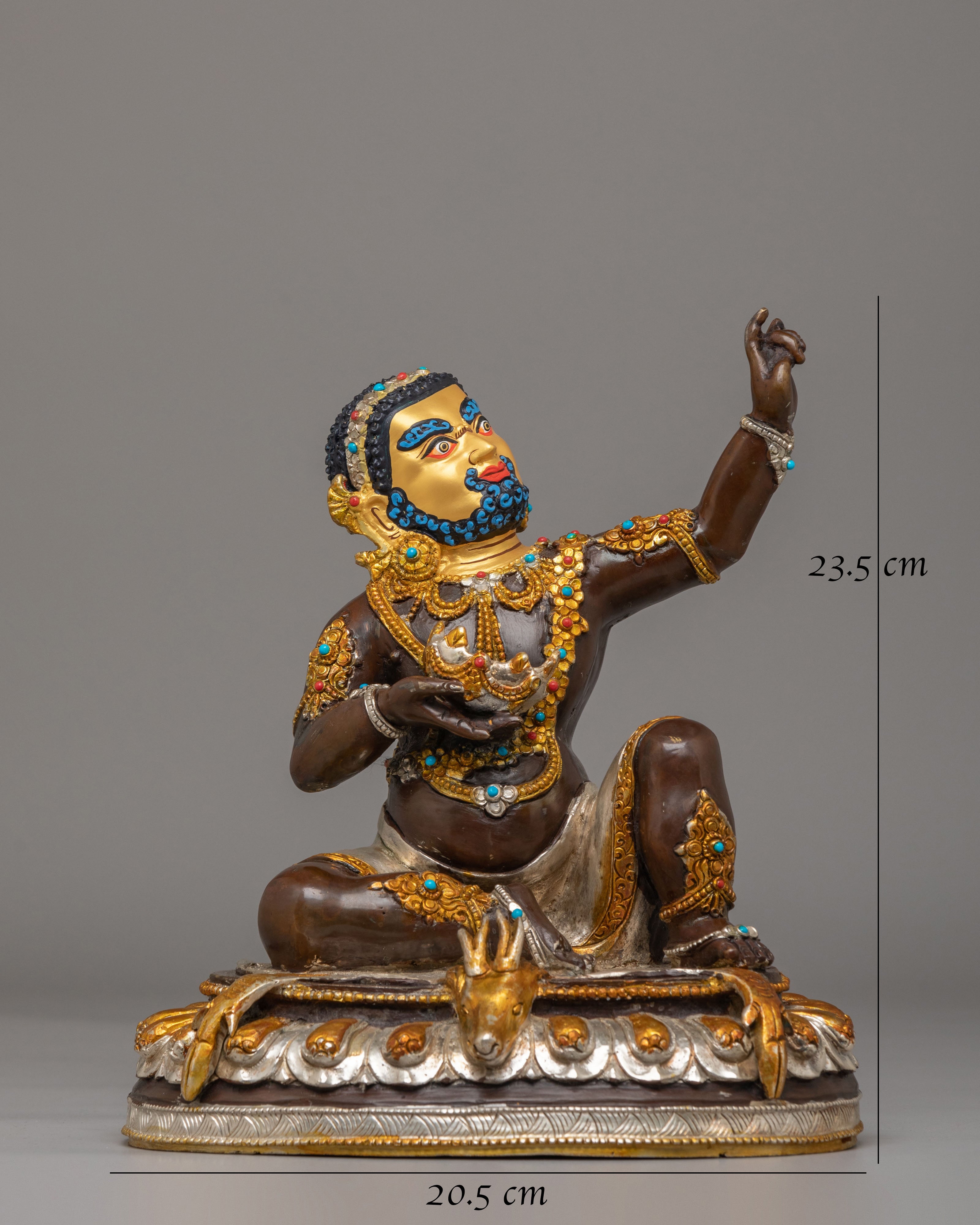Mahasiddha Virupa Statue | 24K Gold Plated Buddhist Meditation Sculpture