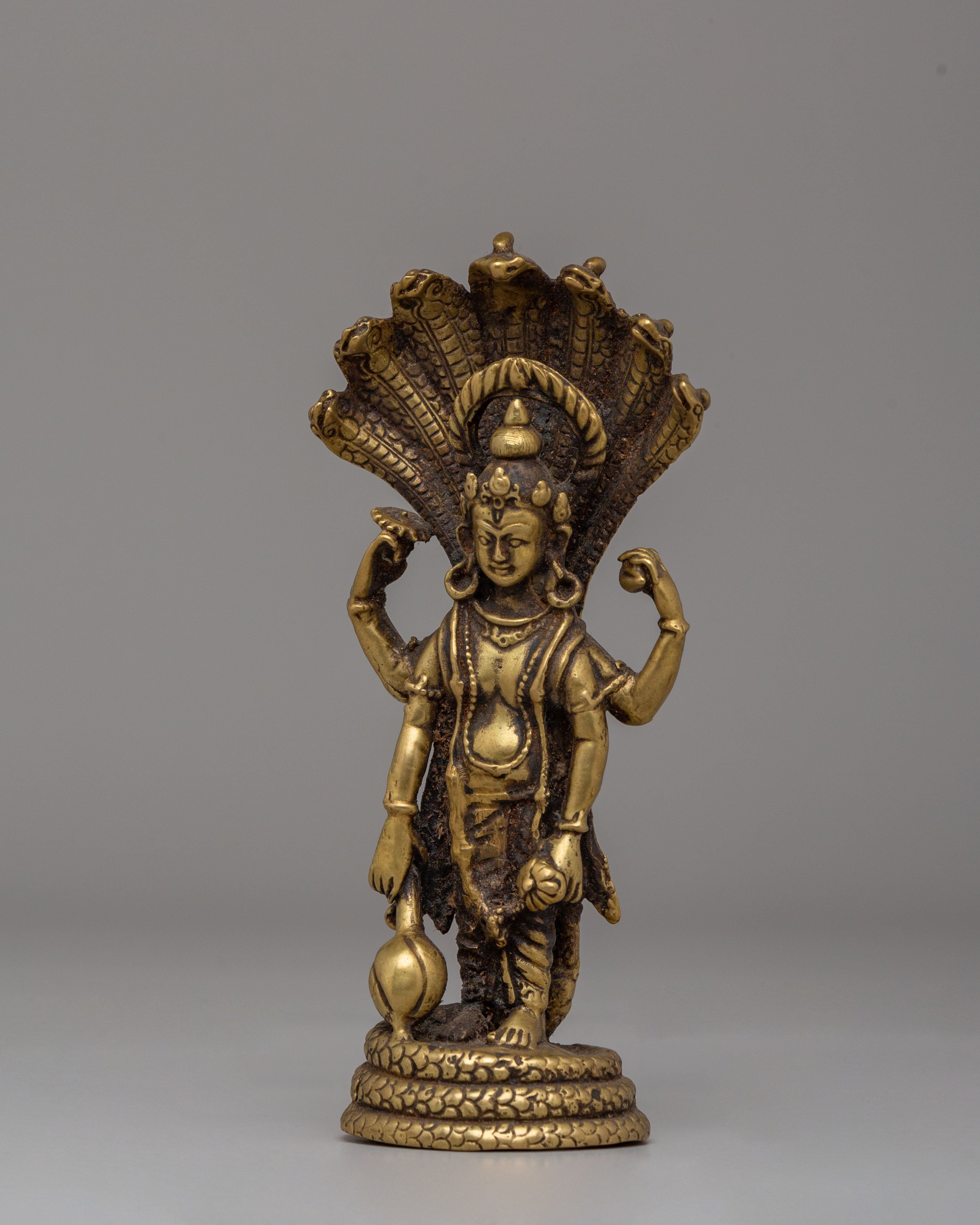Spiritual Protector Lord Vishnu Statue | Handcrafted Brass Sculpture