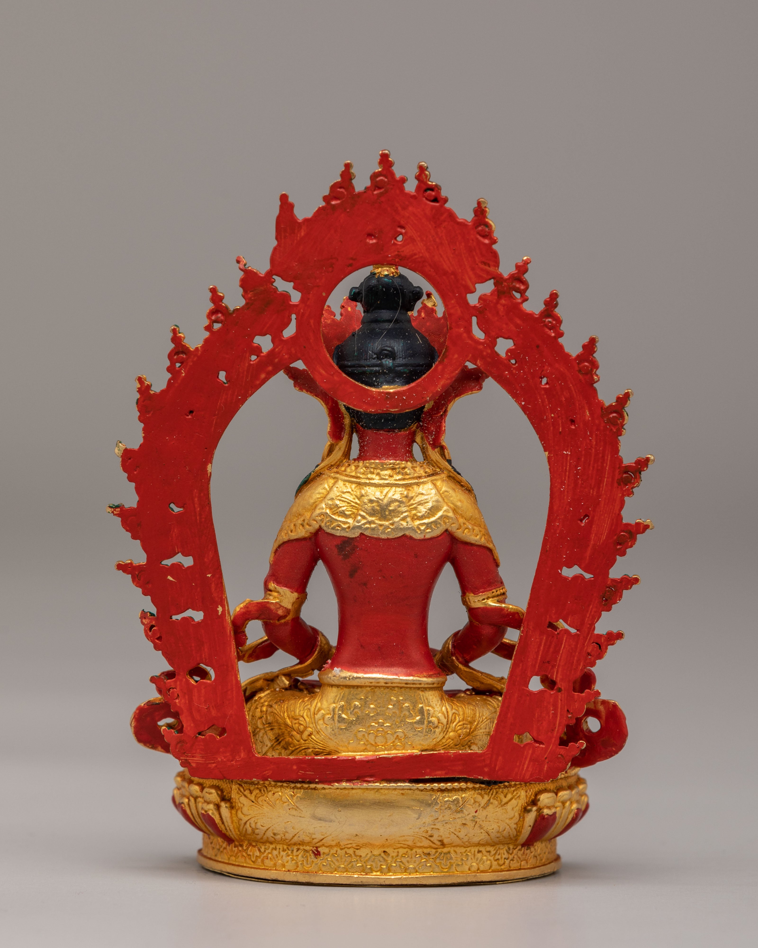 Handmade Amitayus Long Life Buddha Statue | 24K Gold Plated Buddhist Decor